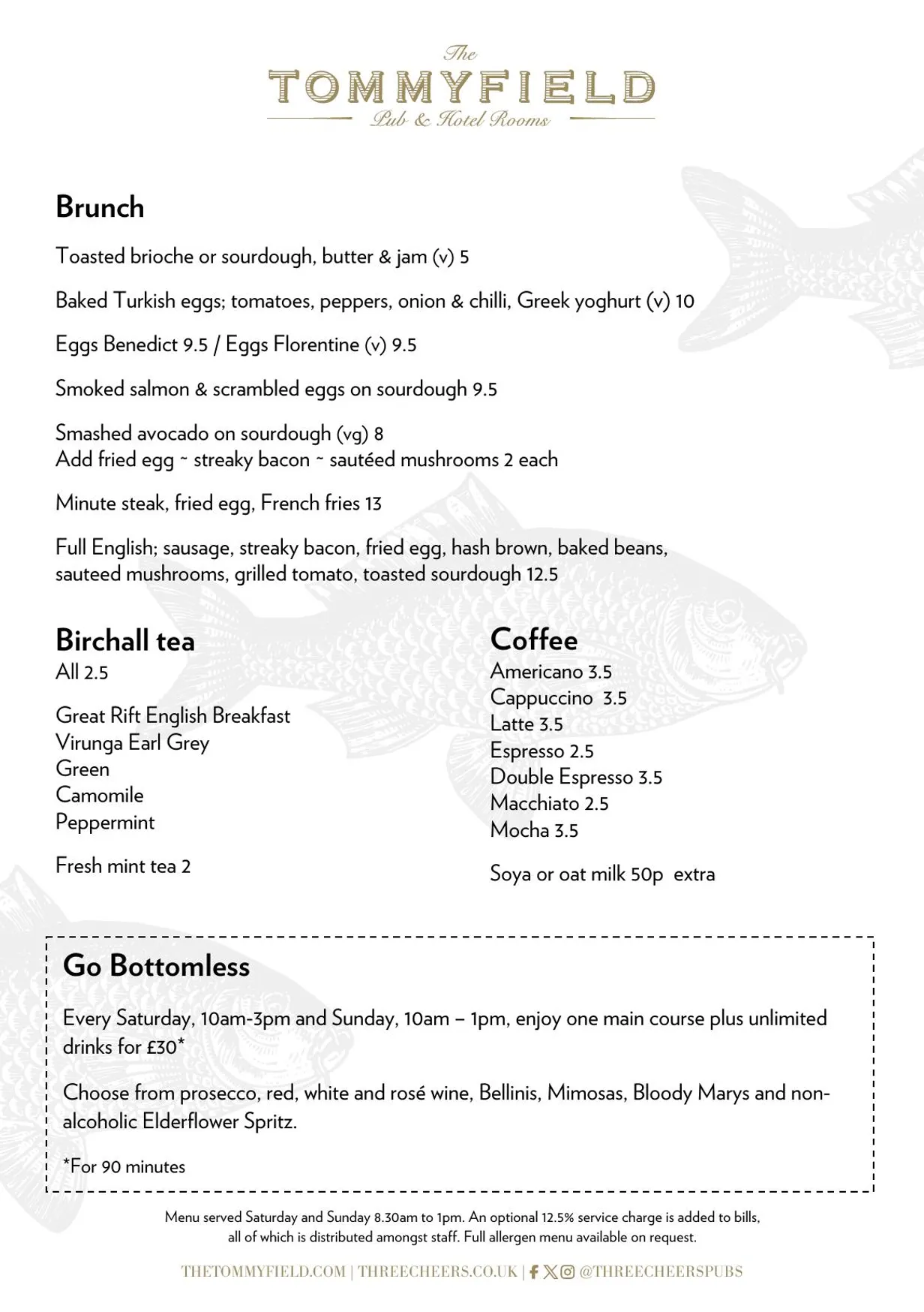 The Tommyfield menu, page 3