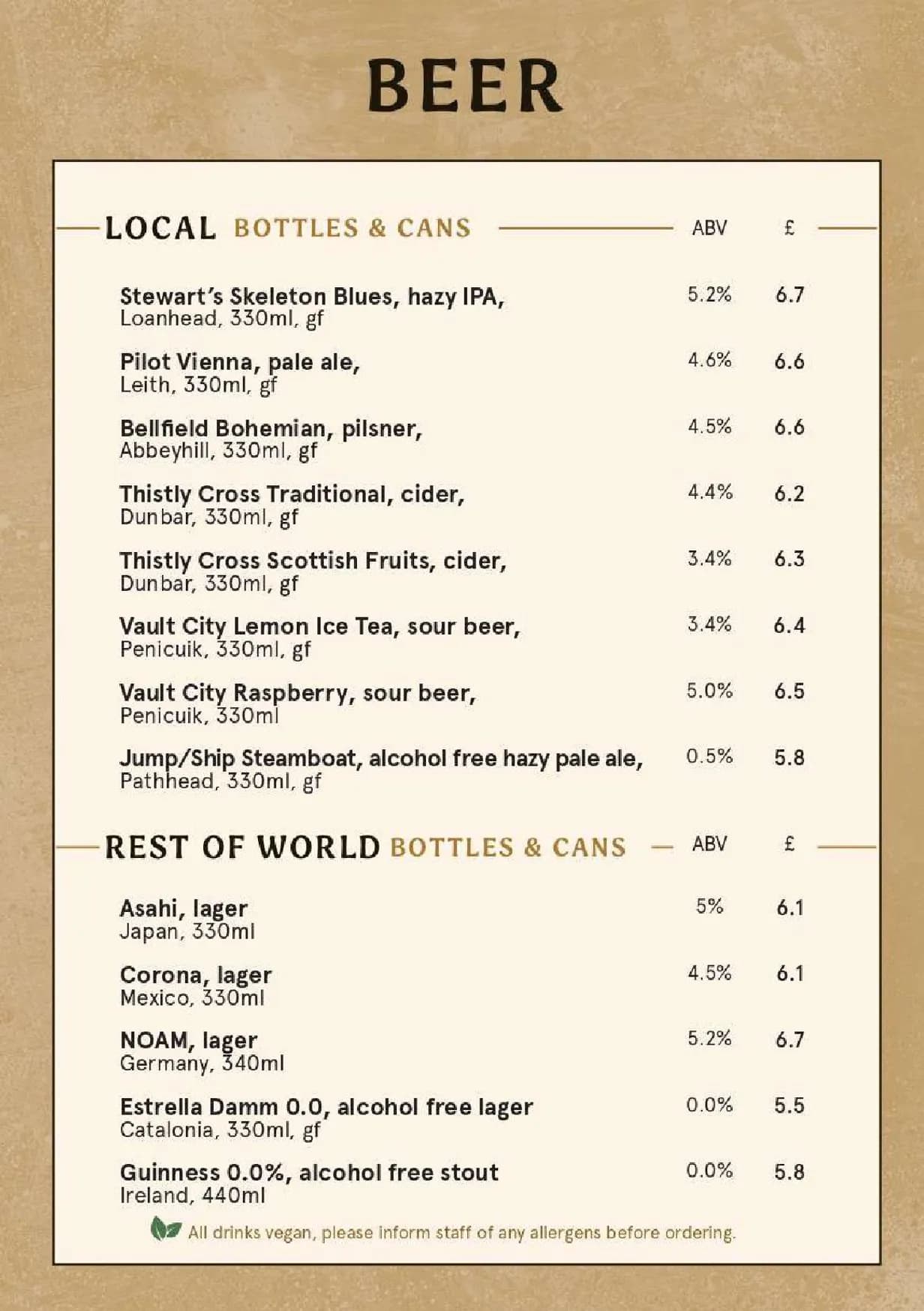 The Voodoo Rooms menu, page 14