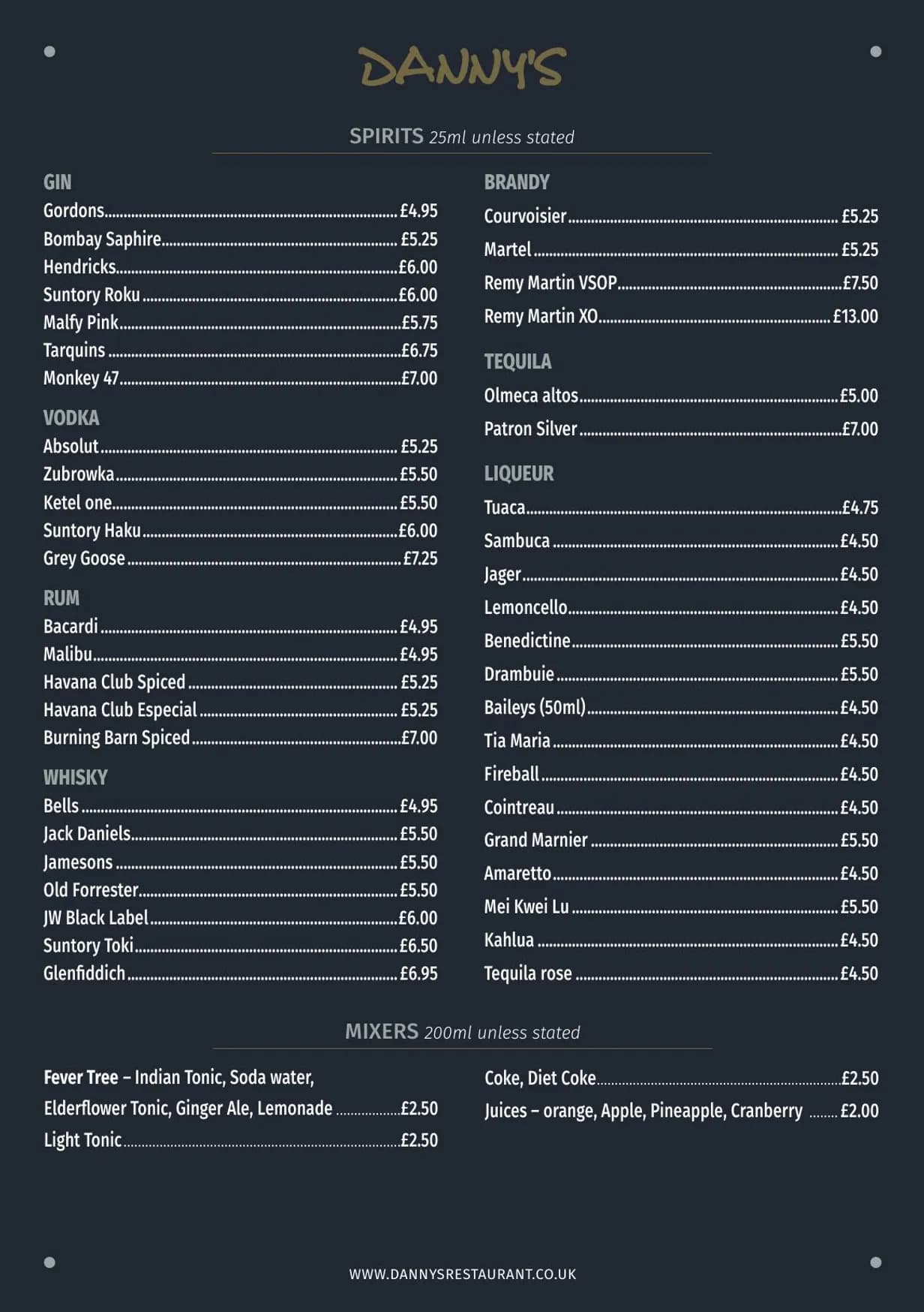 Danny's menu, page 8