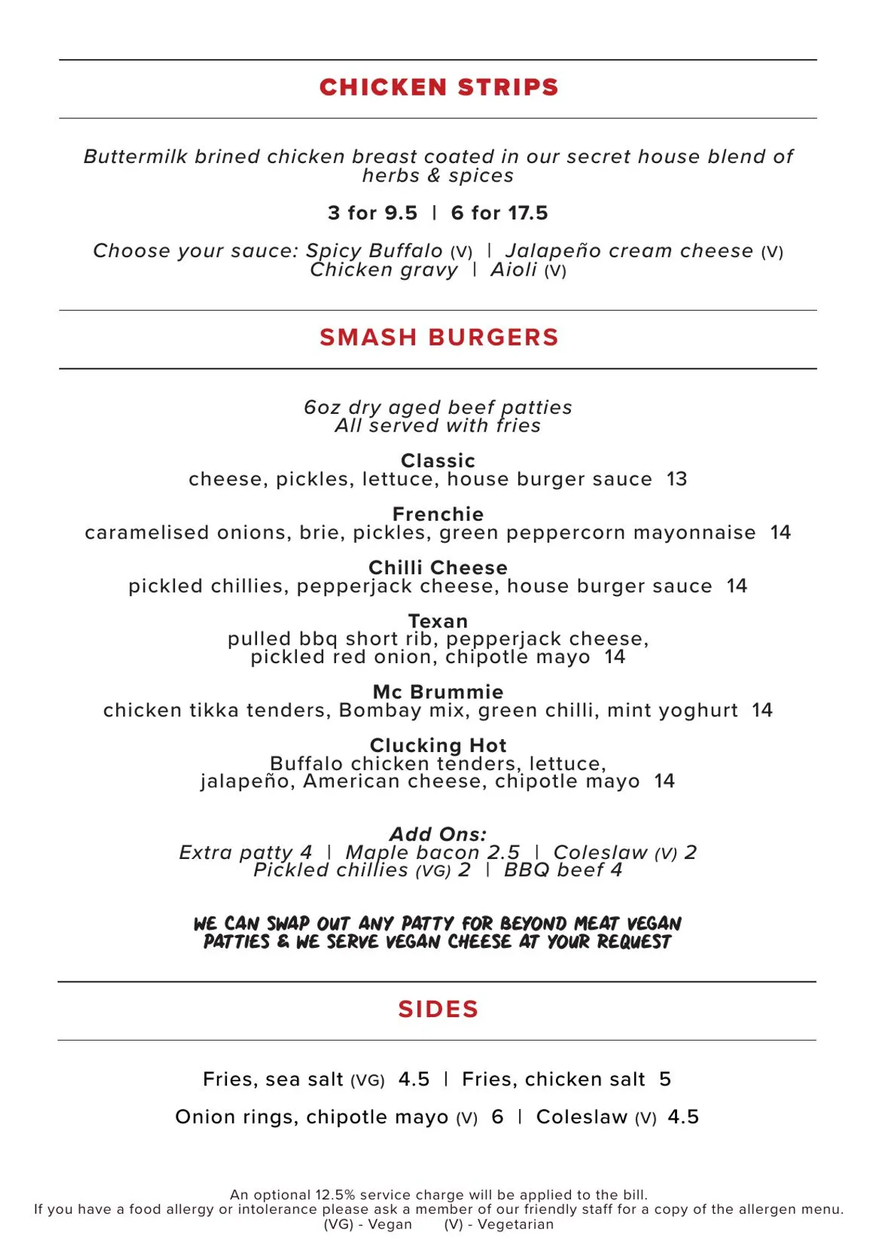 The Rectory menu, page 4