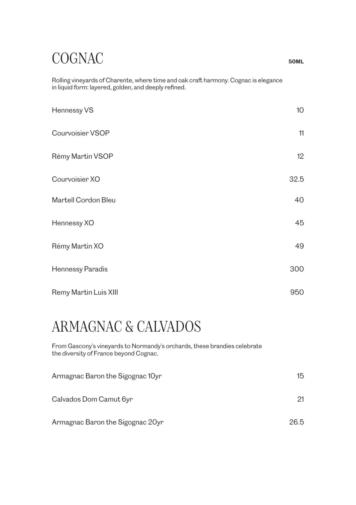Gambit Bar menu, page 14