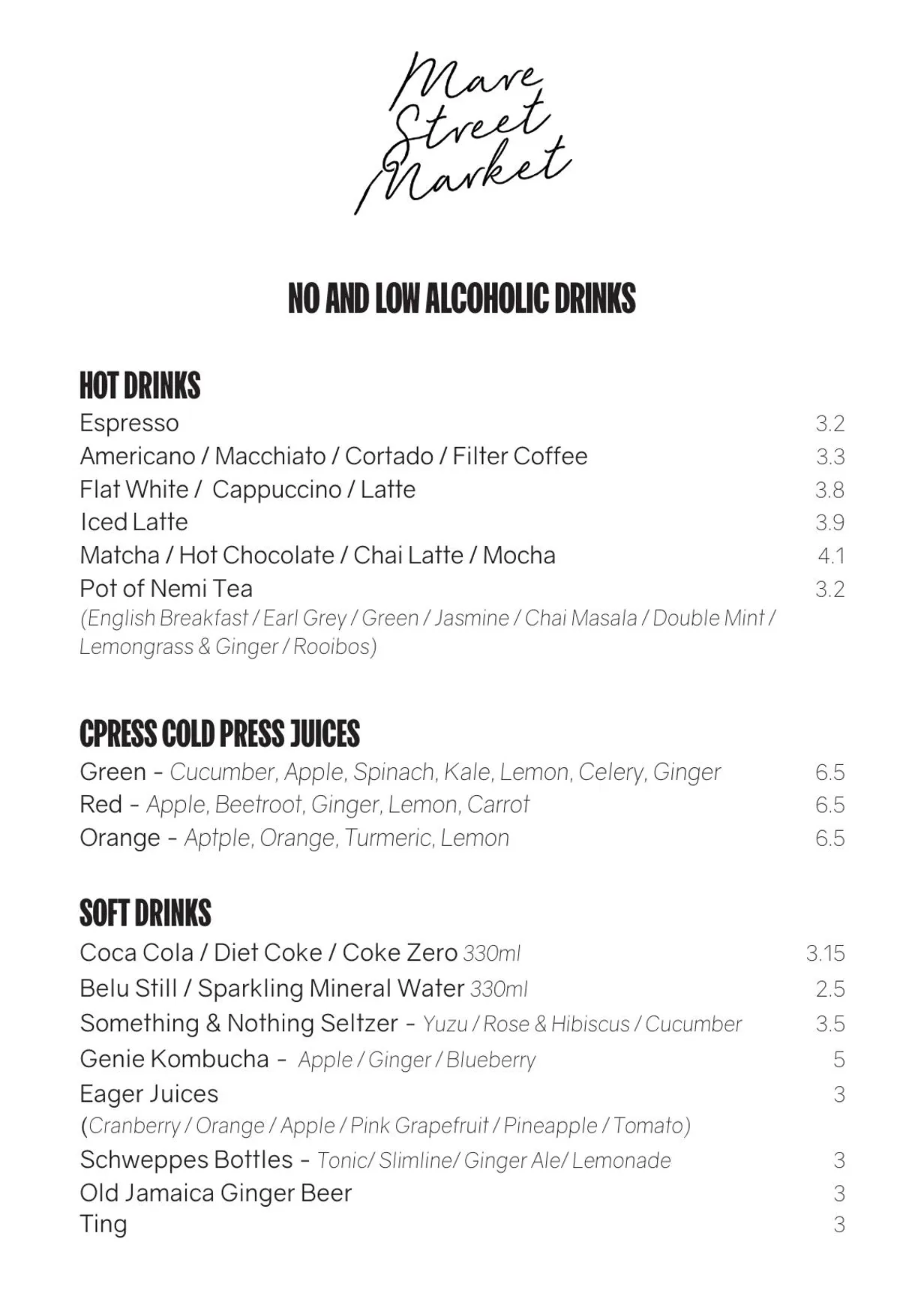 Mare Street Market Hackney menu, page 4