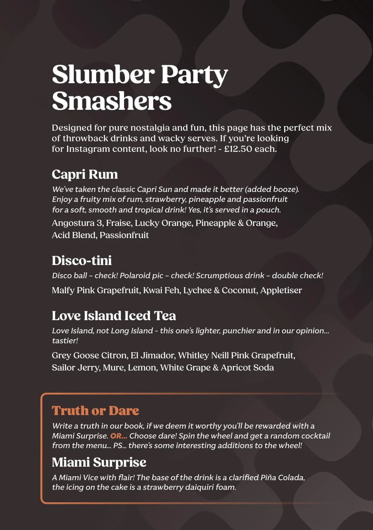 Copper Blossom menu, page 5