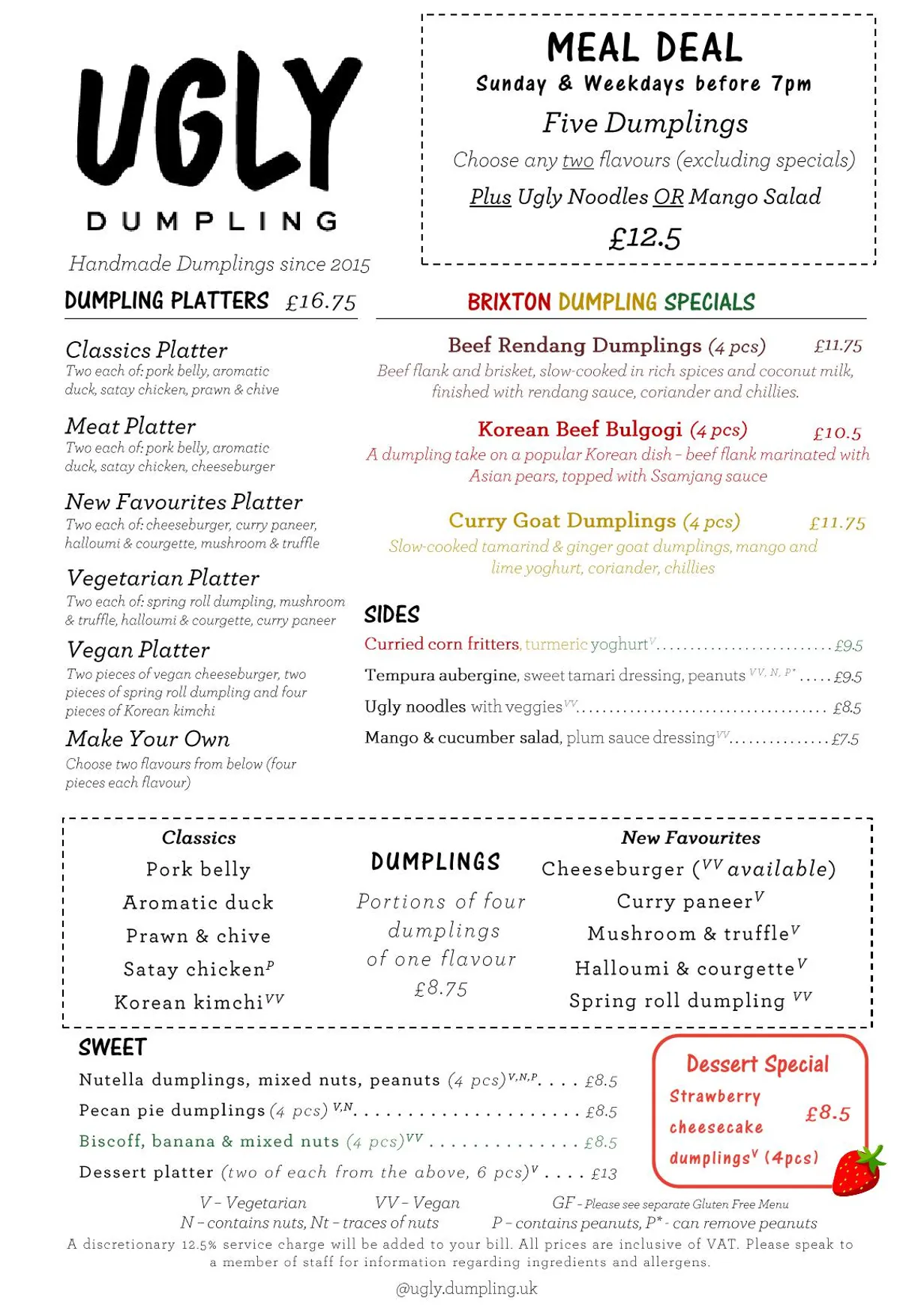 Ugly Dumpling menu, page 1