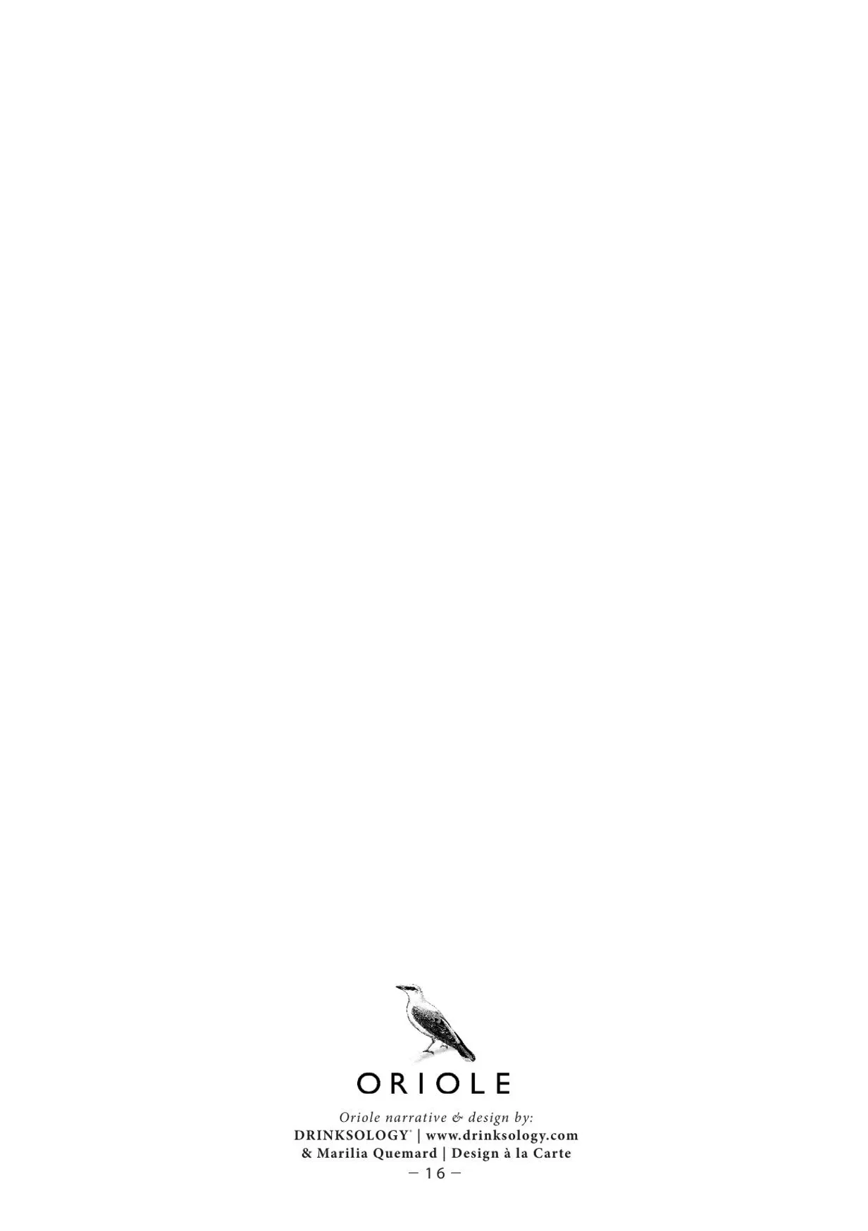 Oriole menu, page 16
