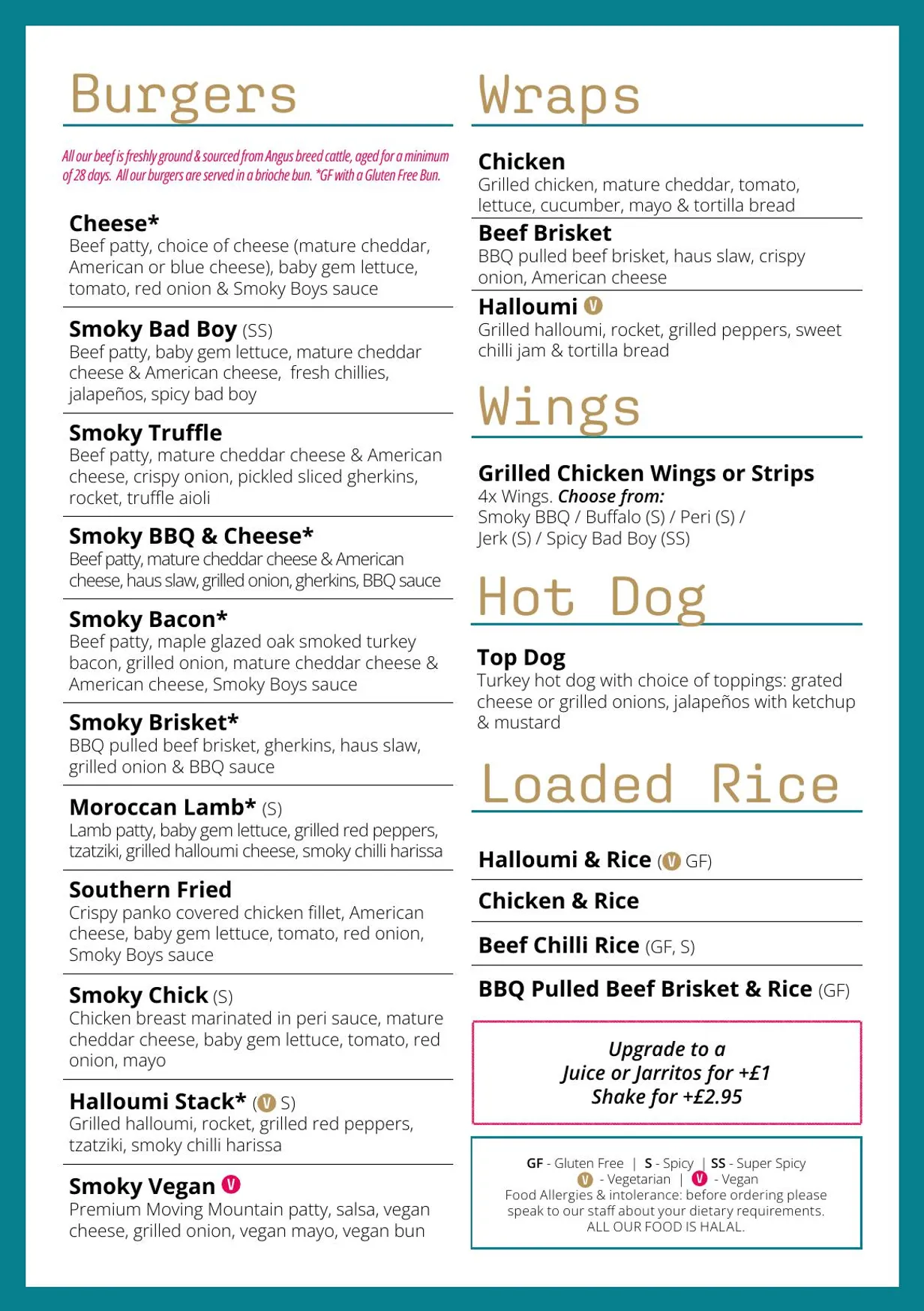 Smoky Boys Hounslow menu, page 2