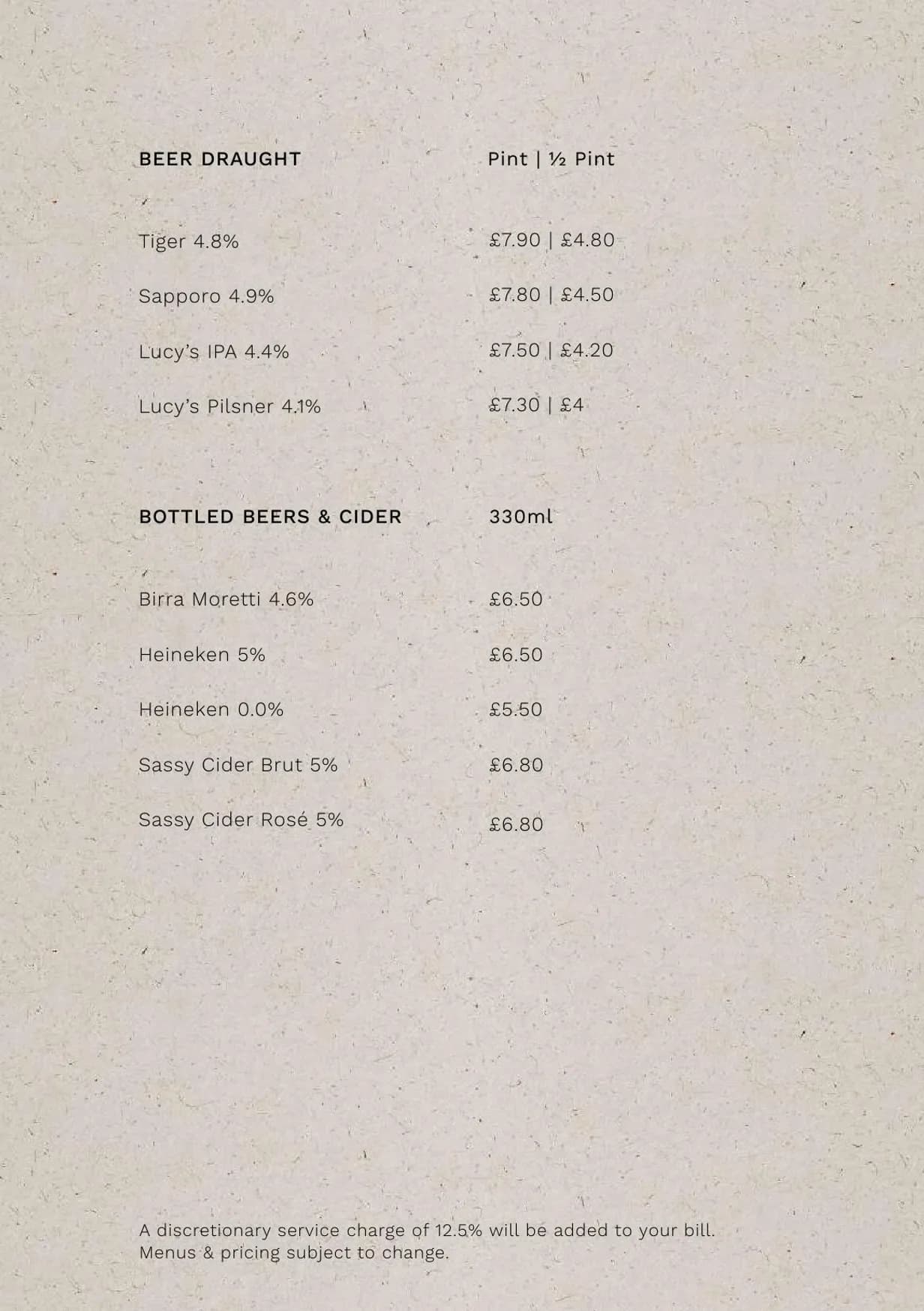 Lucy Wong menu, page 10