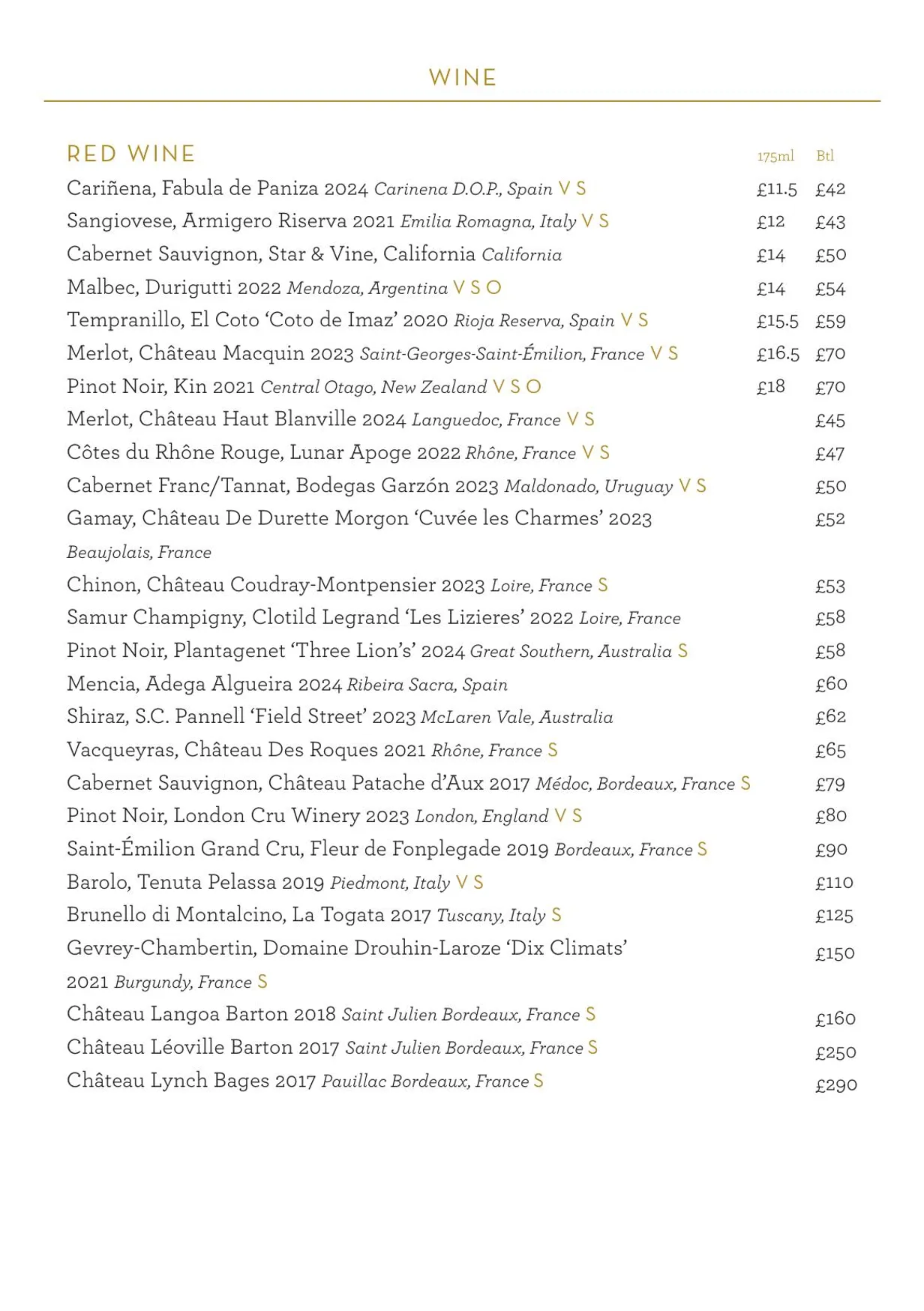 108 Brasserie menu, page 12