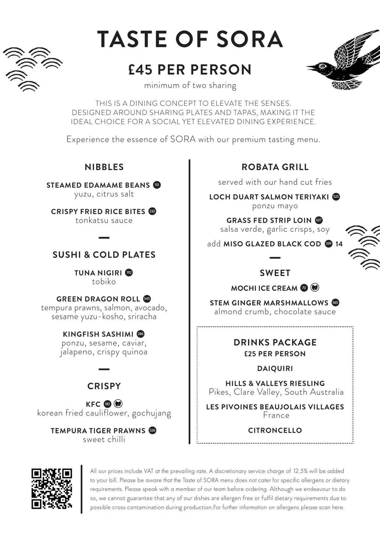 Sora menu, page 1