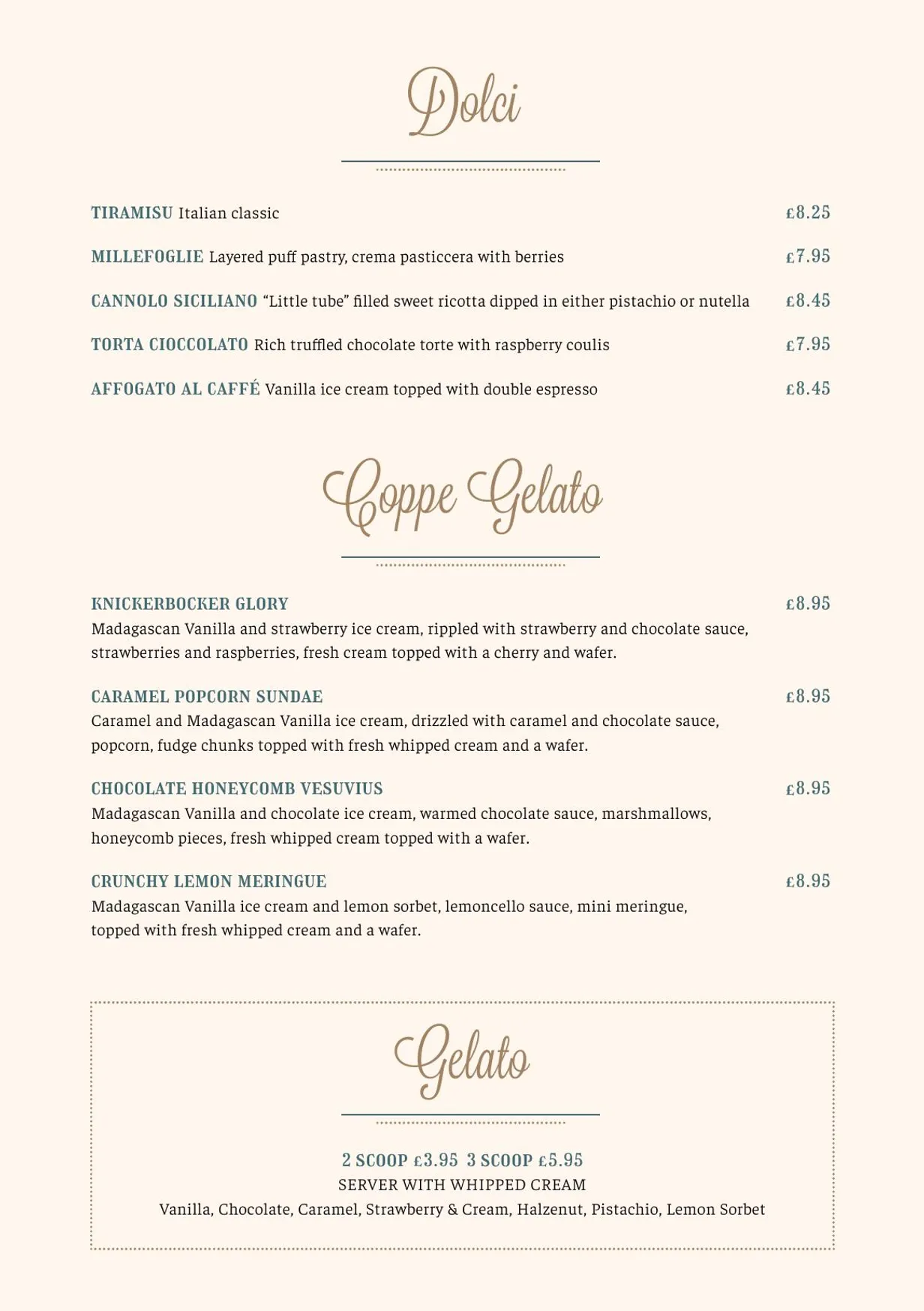 Vittoria on the Walk menu, page 4
