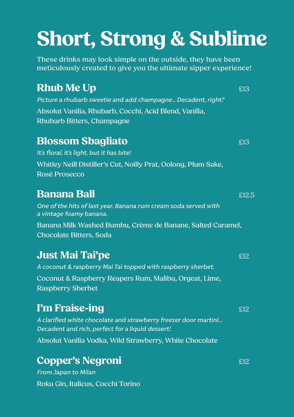 Copper Blossom menu, page 9