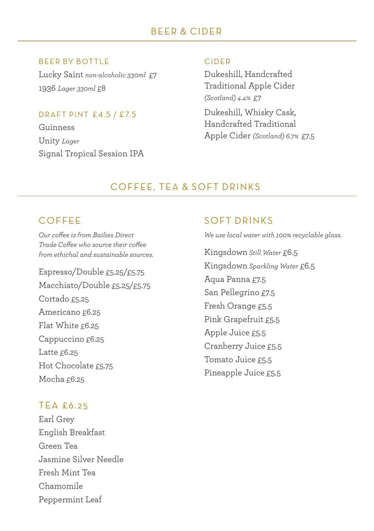 108 Brasserie menu, page 14