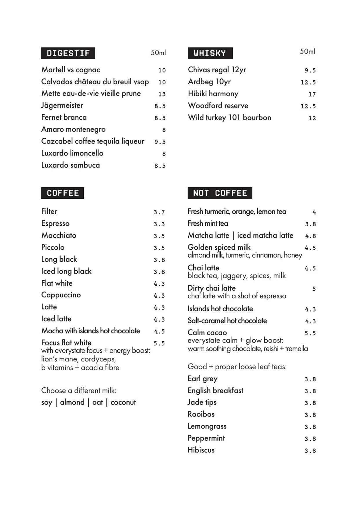 Caravan Exmouth Market menu, page 6