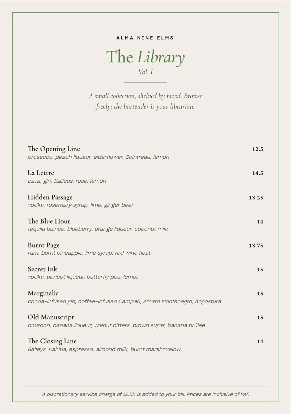 Alma menu, page 2