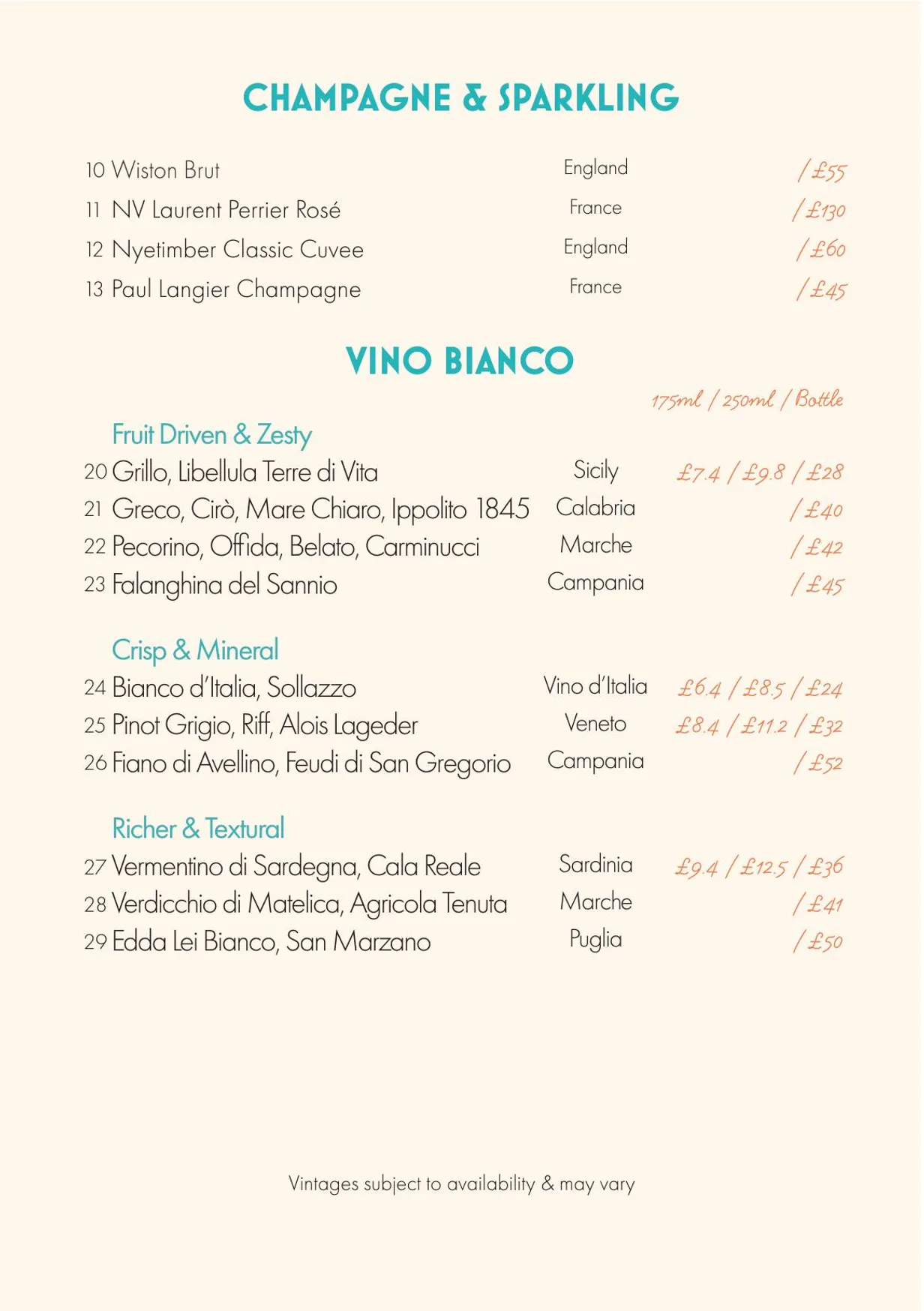 Tavola Di Famiglia menu, page 5