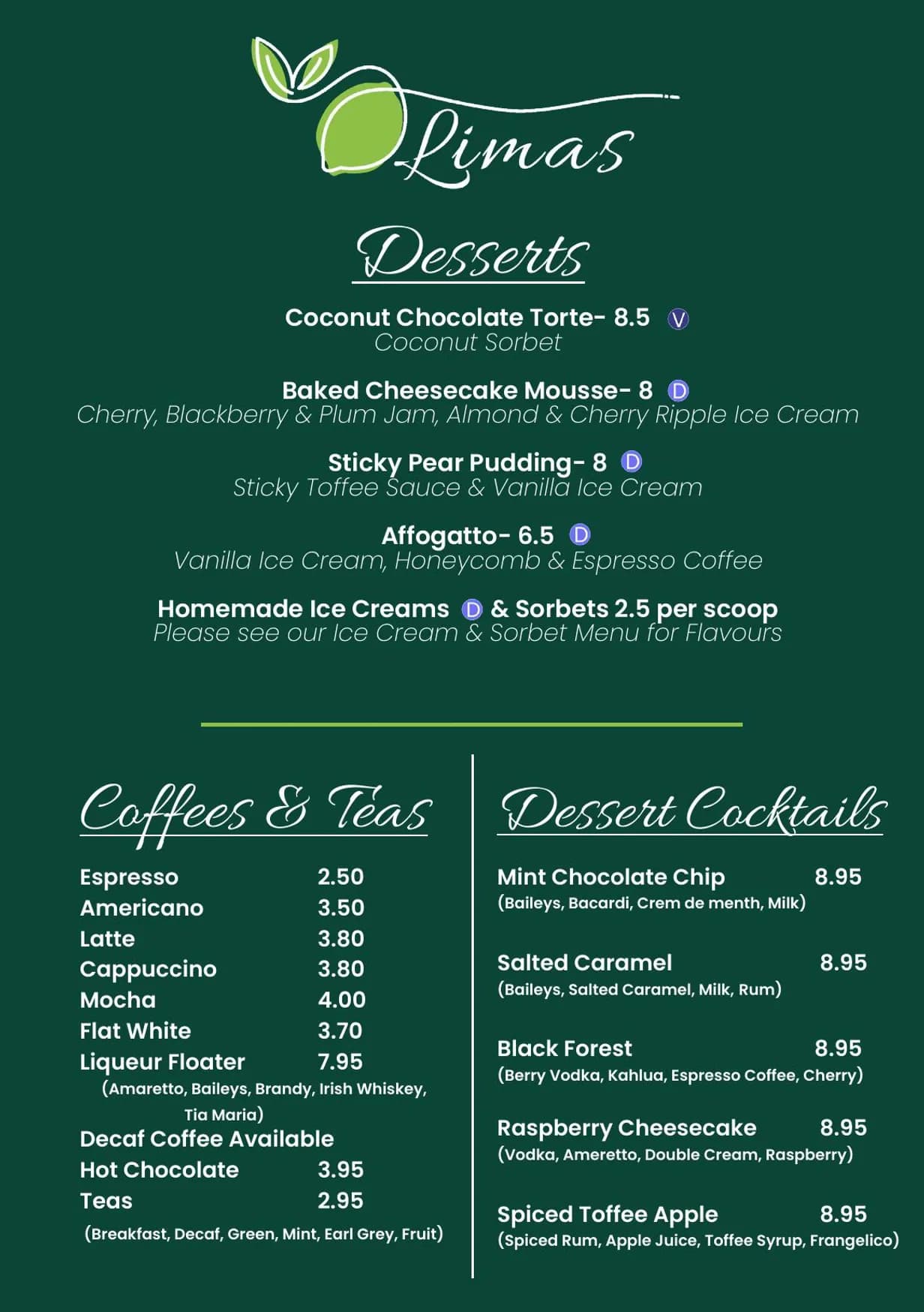 Limas menu, page 2
