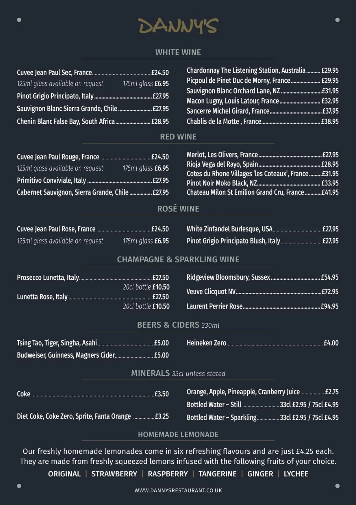 Danny's menu, page 7