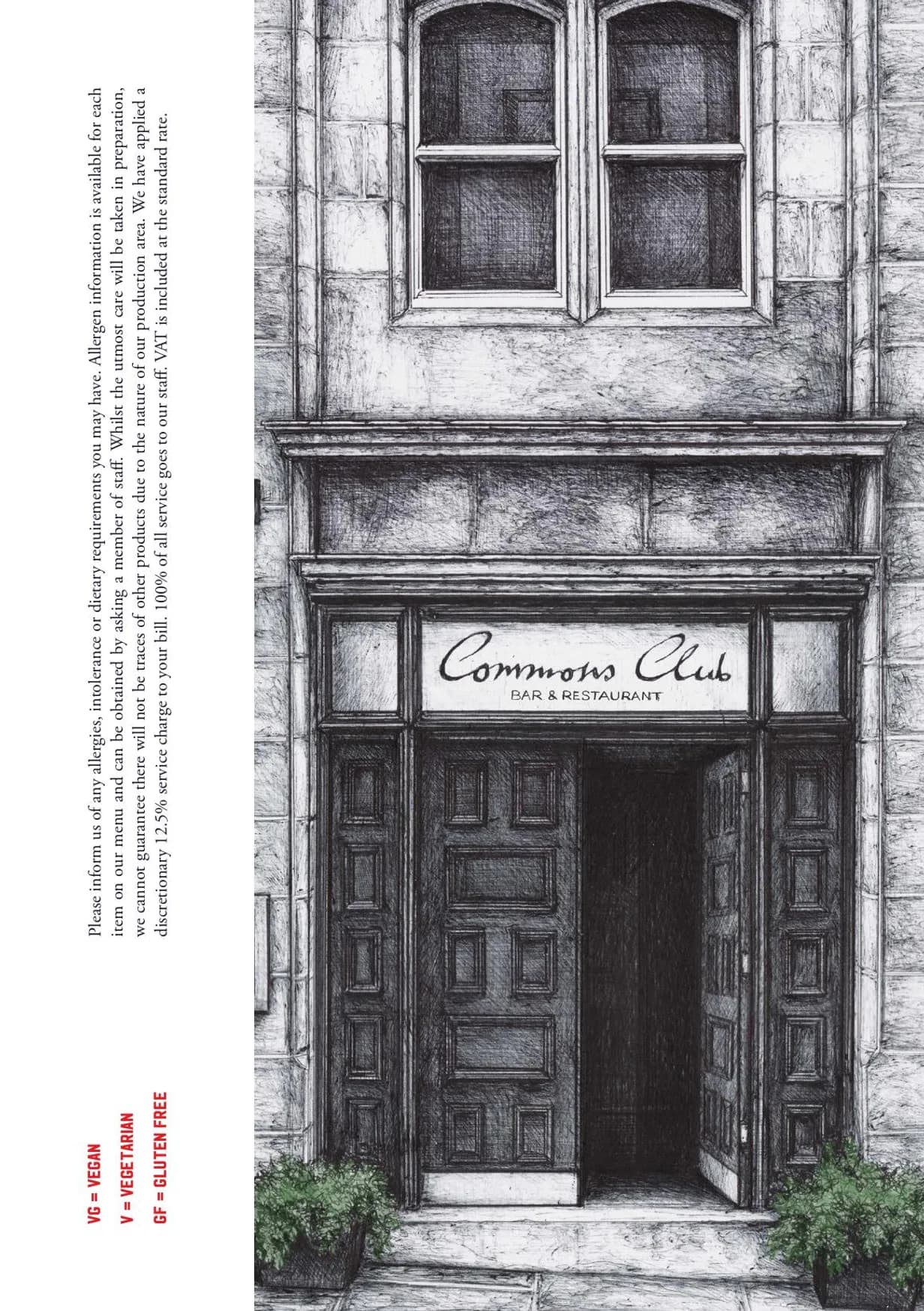 Commons Club menu, page 6