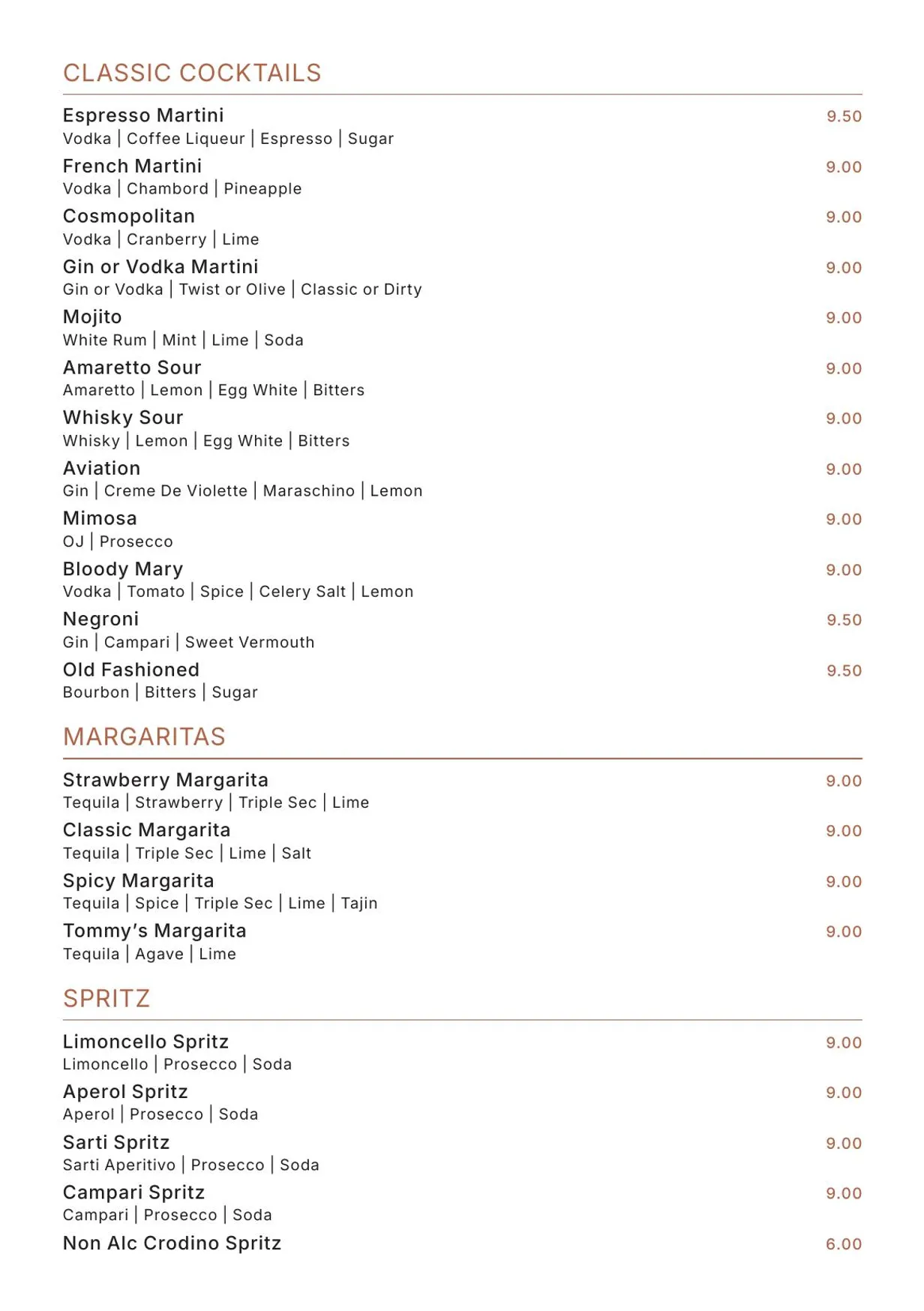 Epicures menu, page 4