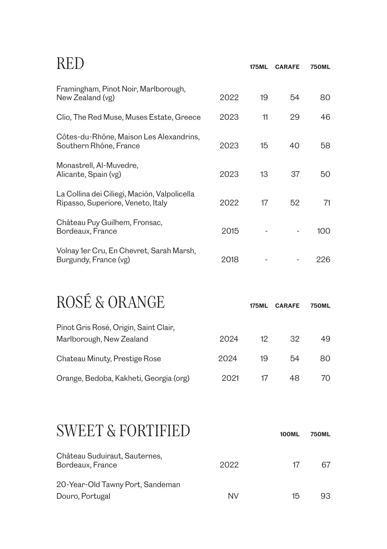 Gambit Bar menu, page 7