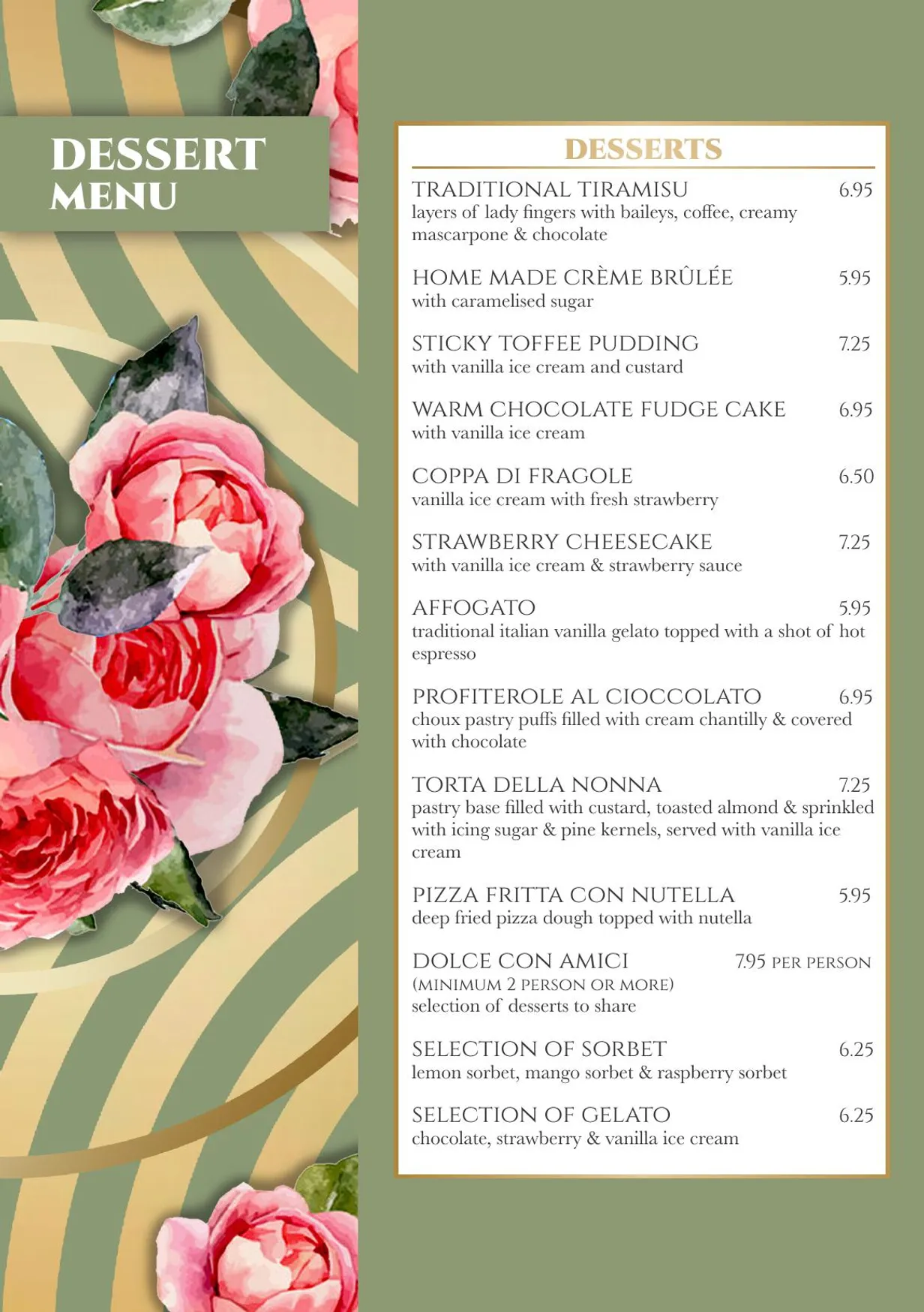 Rosa Restaurant menu, page 4