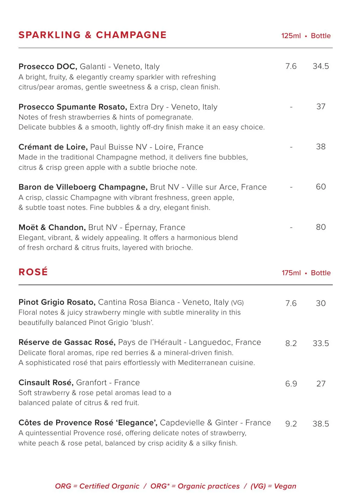 The Rectory menu, page 8