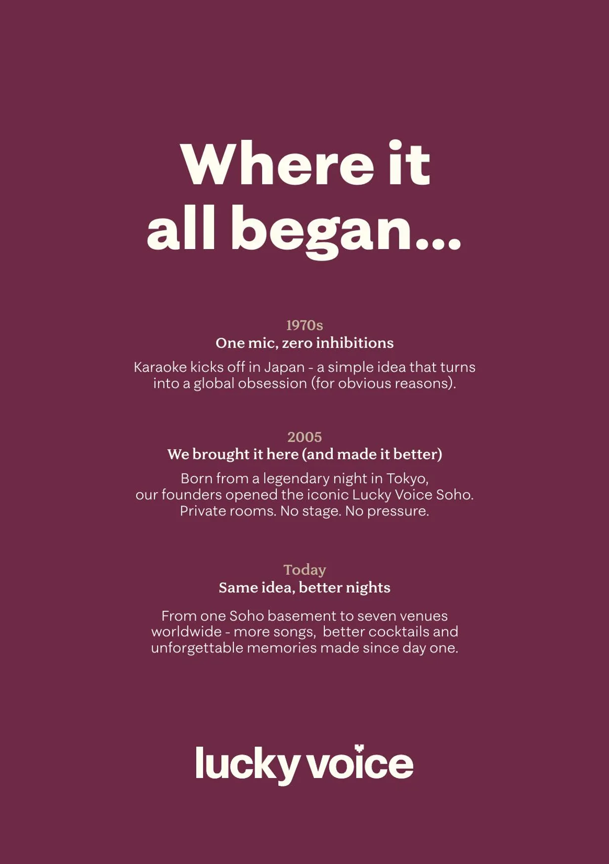 Lucky Voice menu, page 1