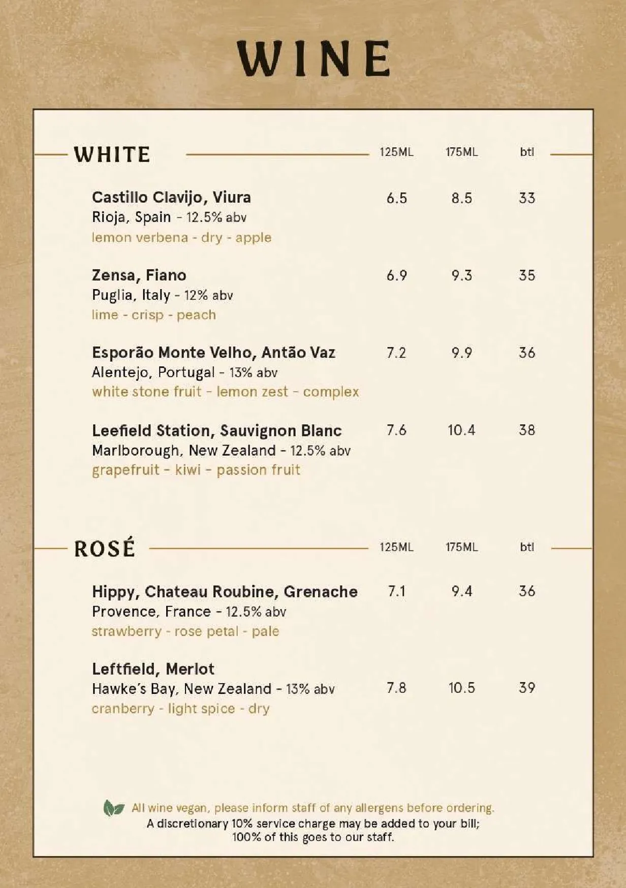 The Voodoo Rooms menu, page 3