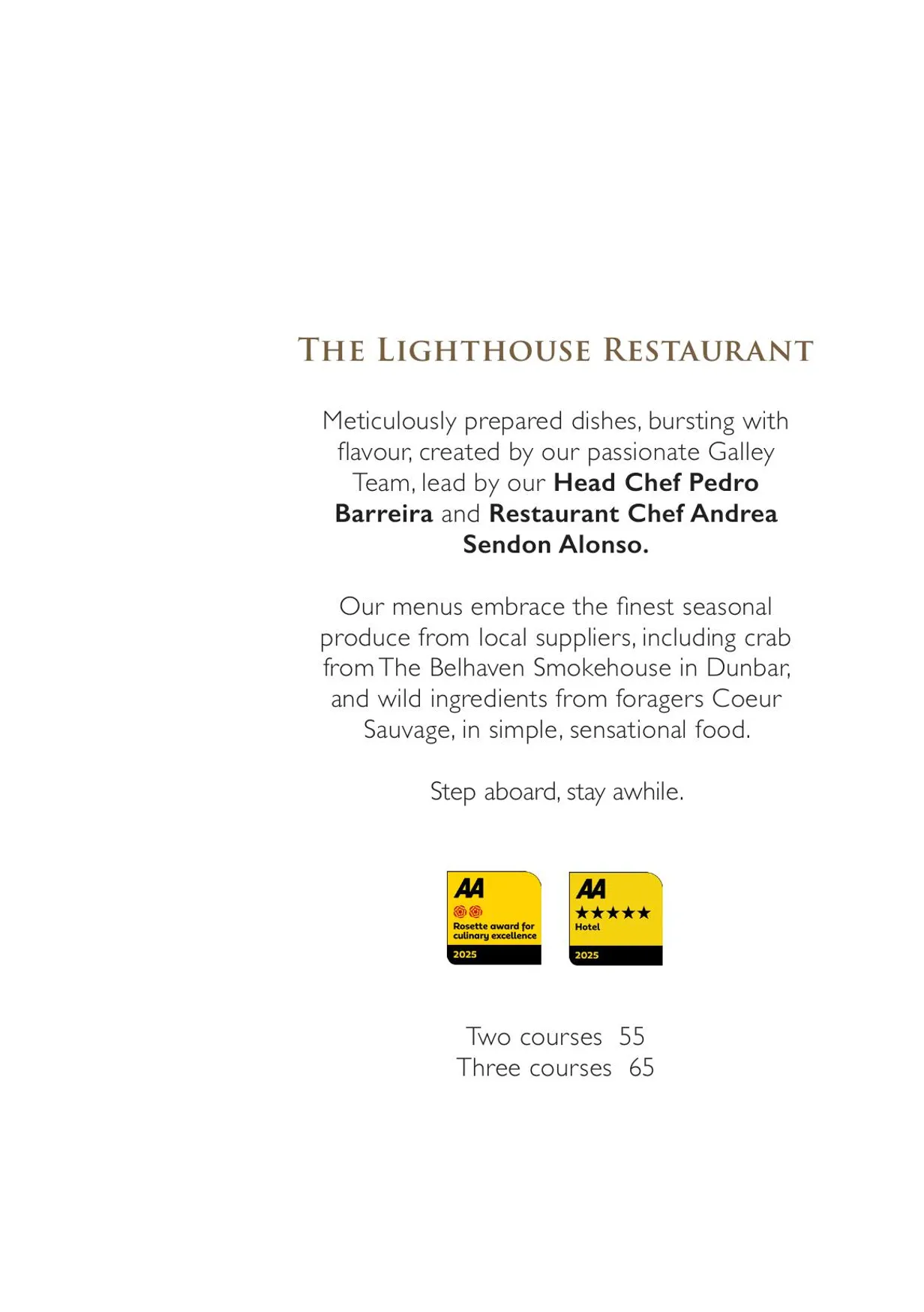The Lighthouse Restaurant and Bar menu, page 1