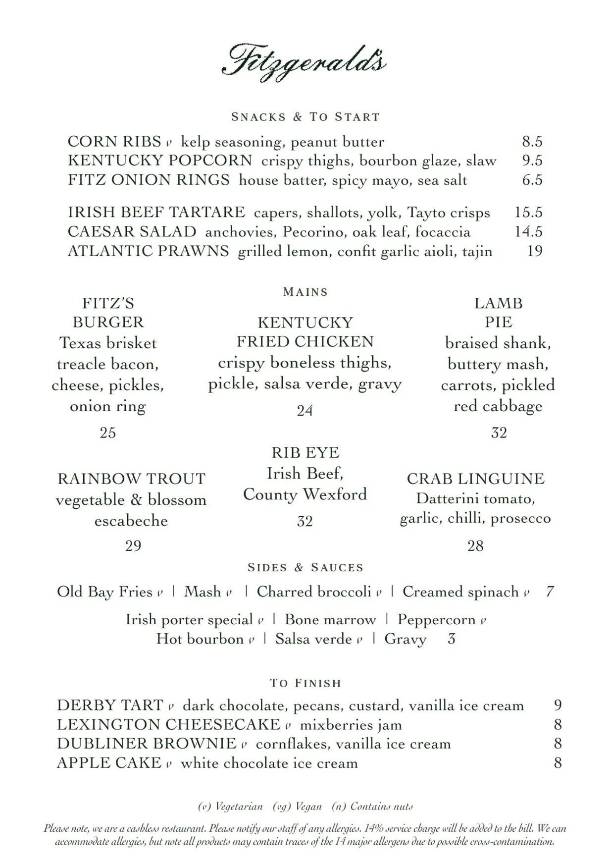 Fitzgerald's at The Horsemen menu, page 2