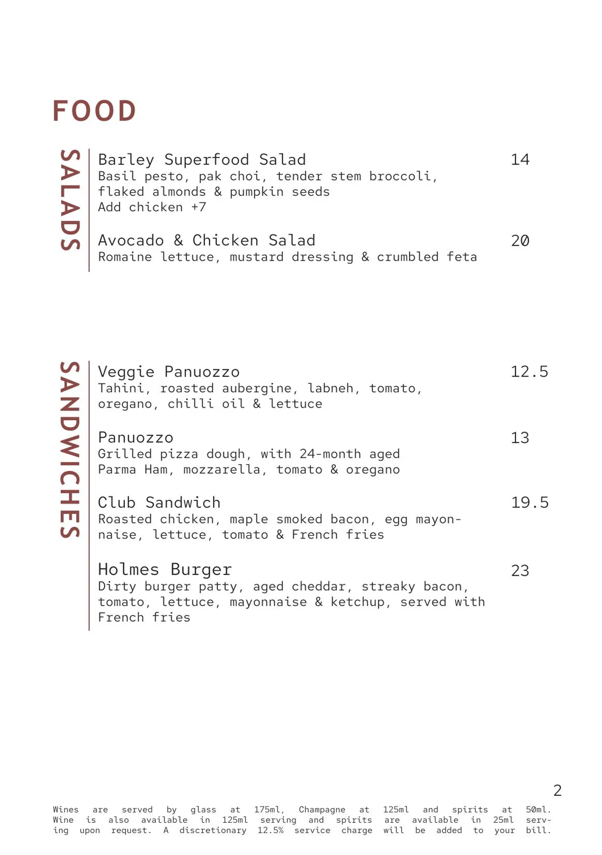 Kitchen at Holmes menu, page 2