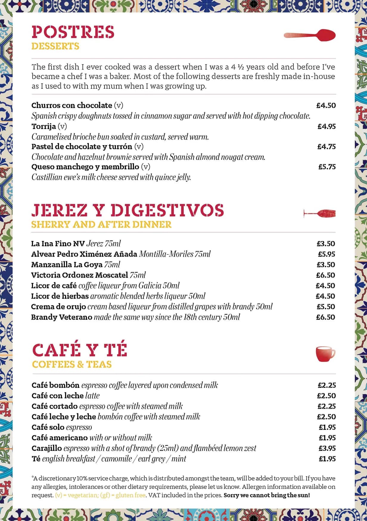 Tapas Revolution menu, page 2