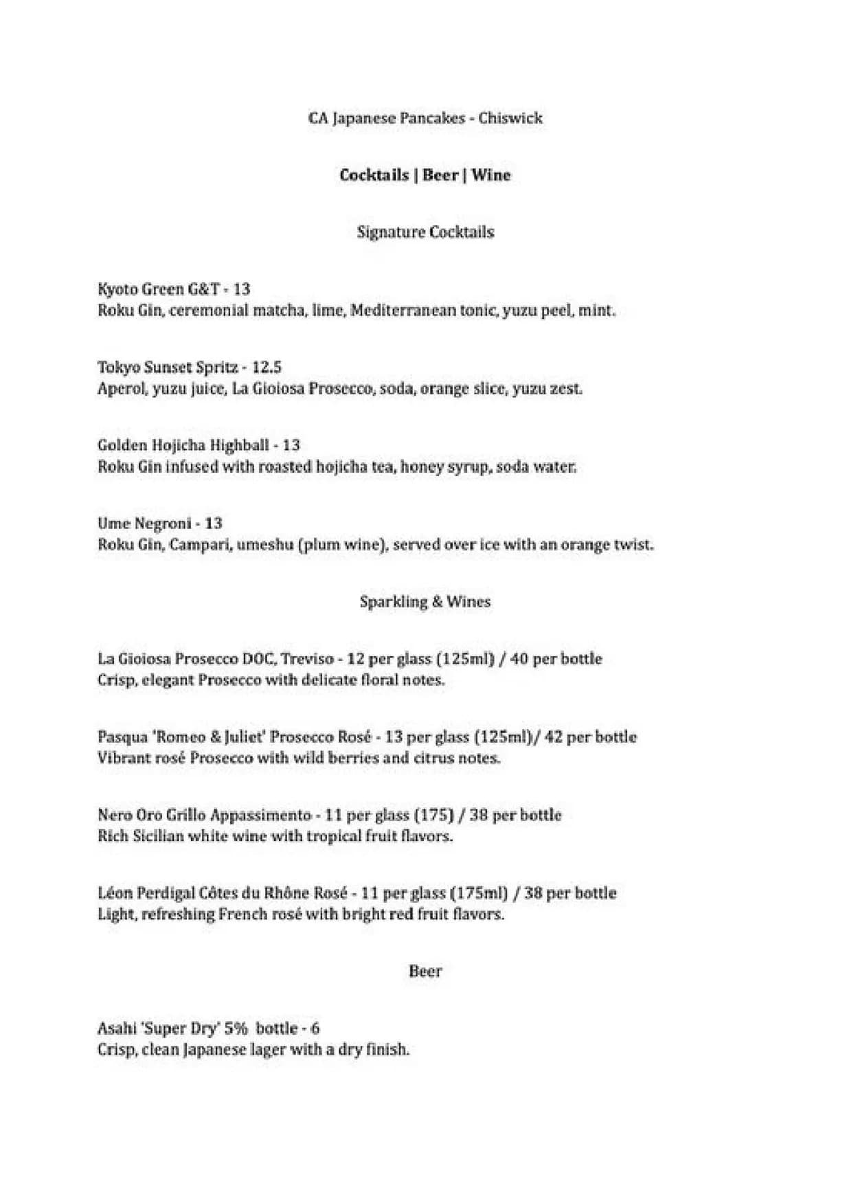 CA Japanese Pancakes Chiswick menu, page 6