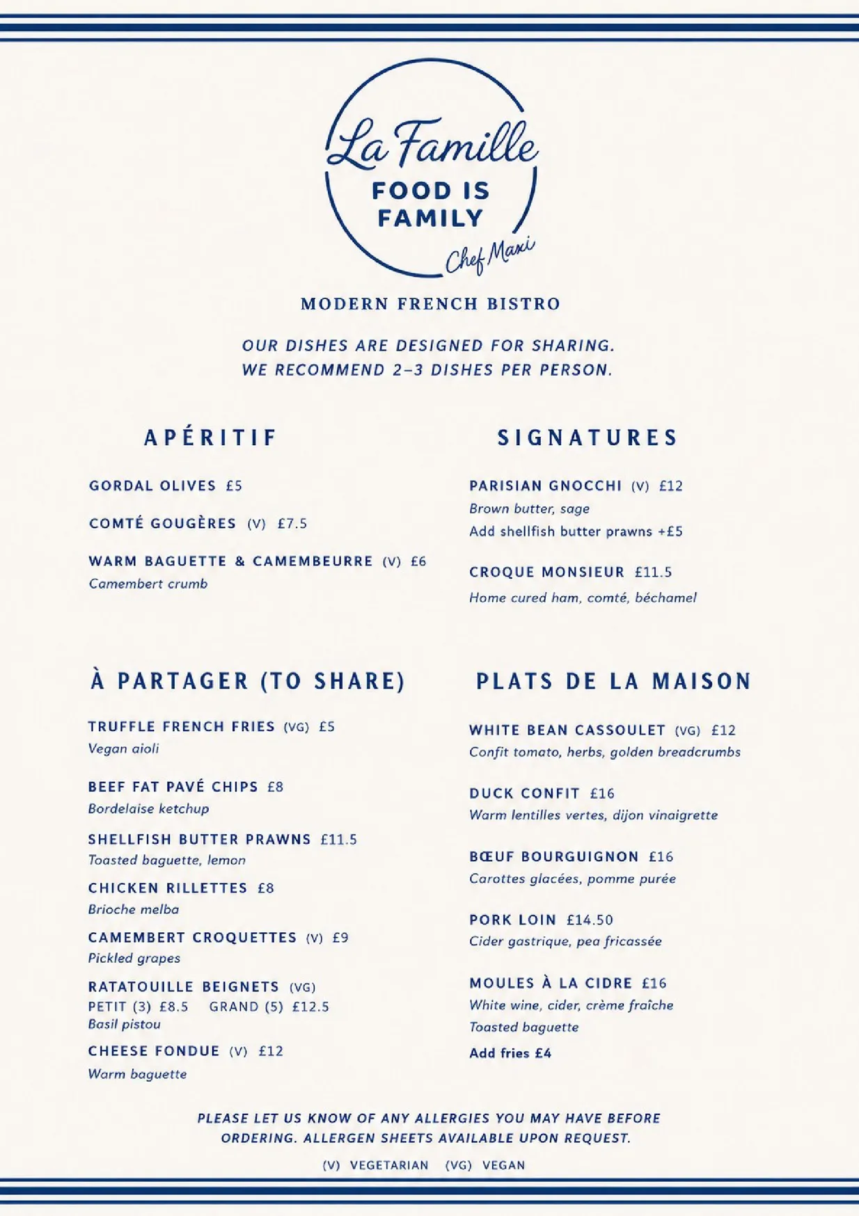 Three Twelve Bar & Bistro menu, page 1