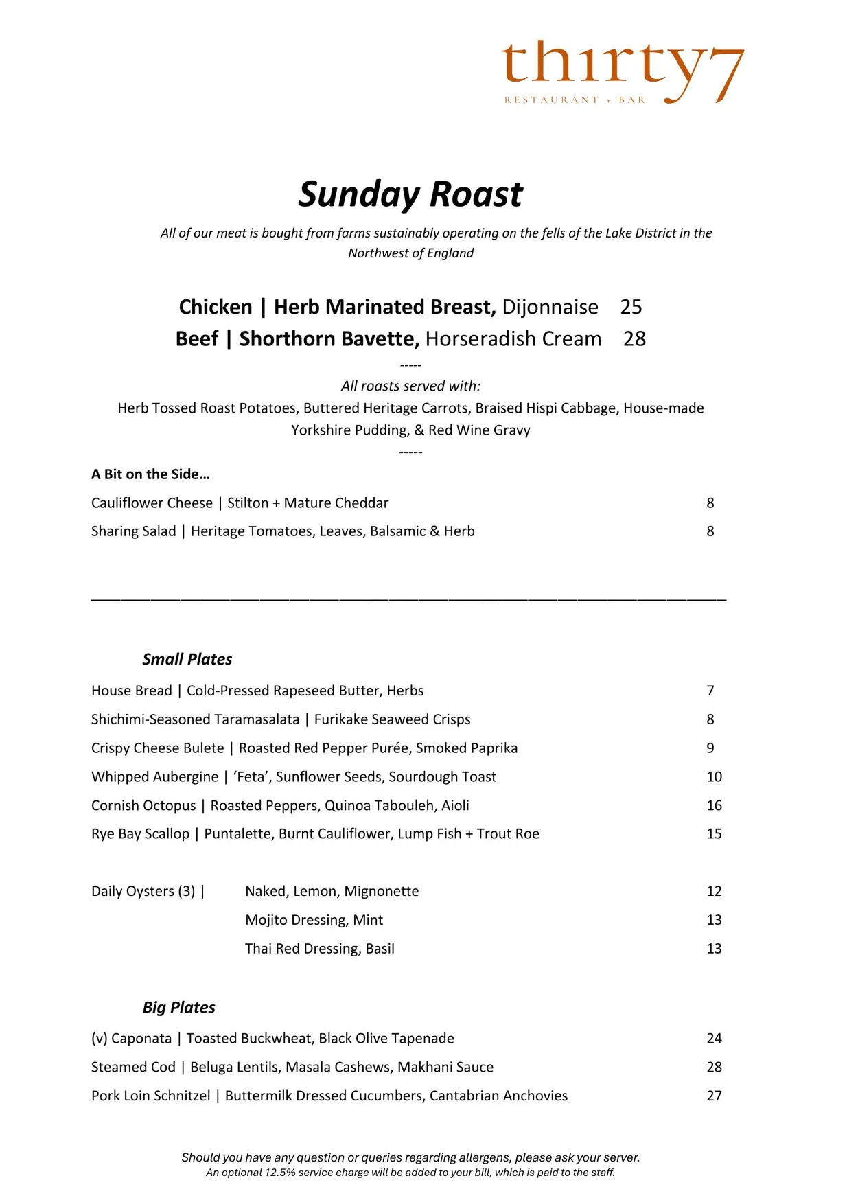 thirty7 menu, page 2