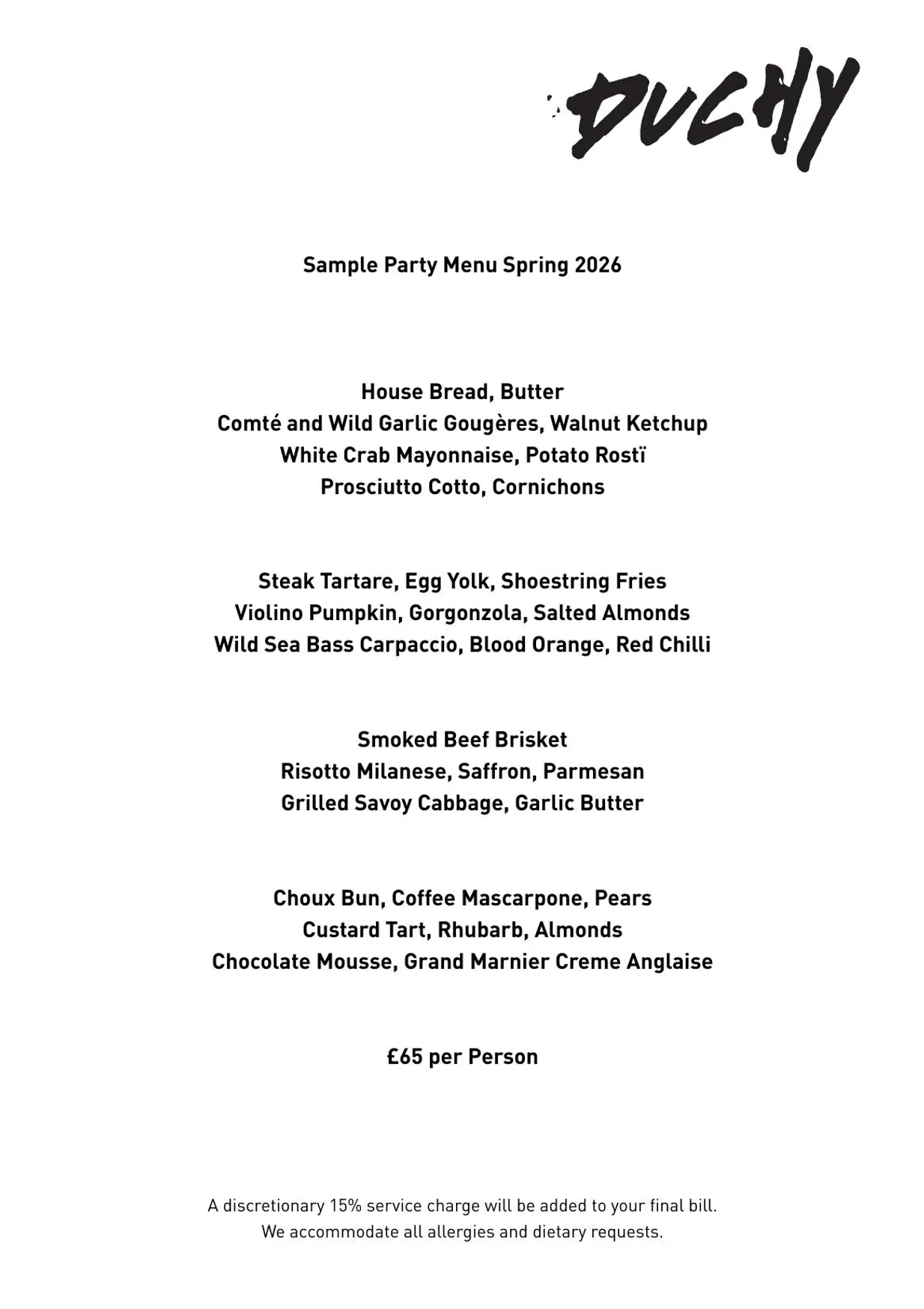 Duchy menu, page 17