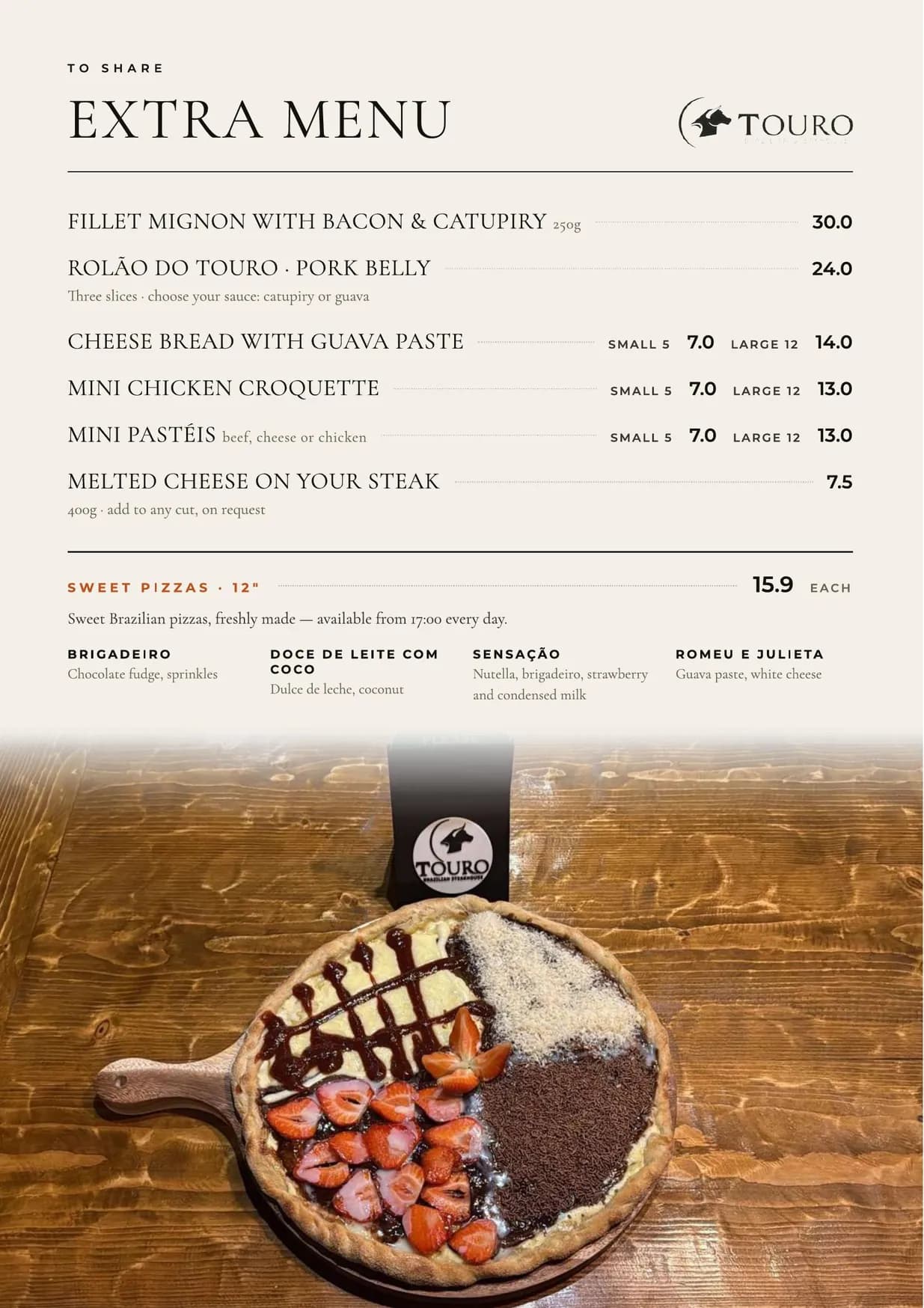 Touro Wimbledon menu, page 3