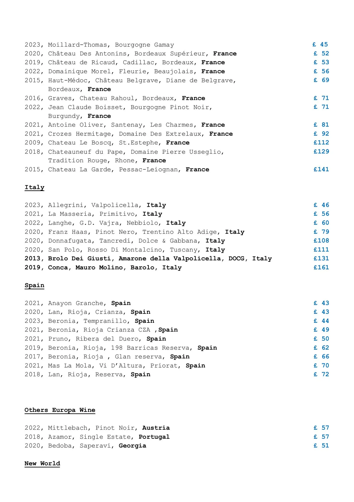 Maltby Street Wine House menu, page 6