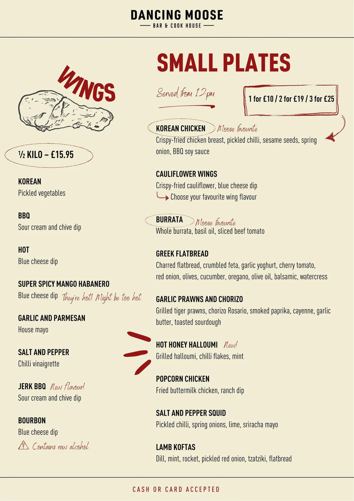 The Dancing Moose menu, page 5