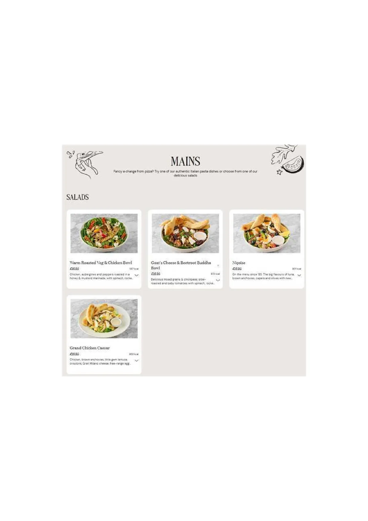 PizzaExpress menu, page 15
