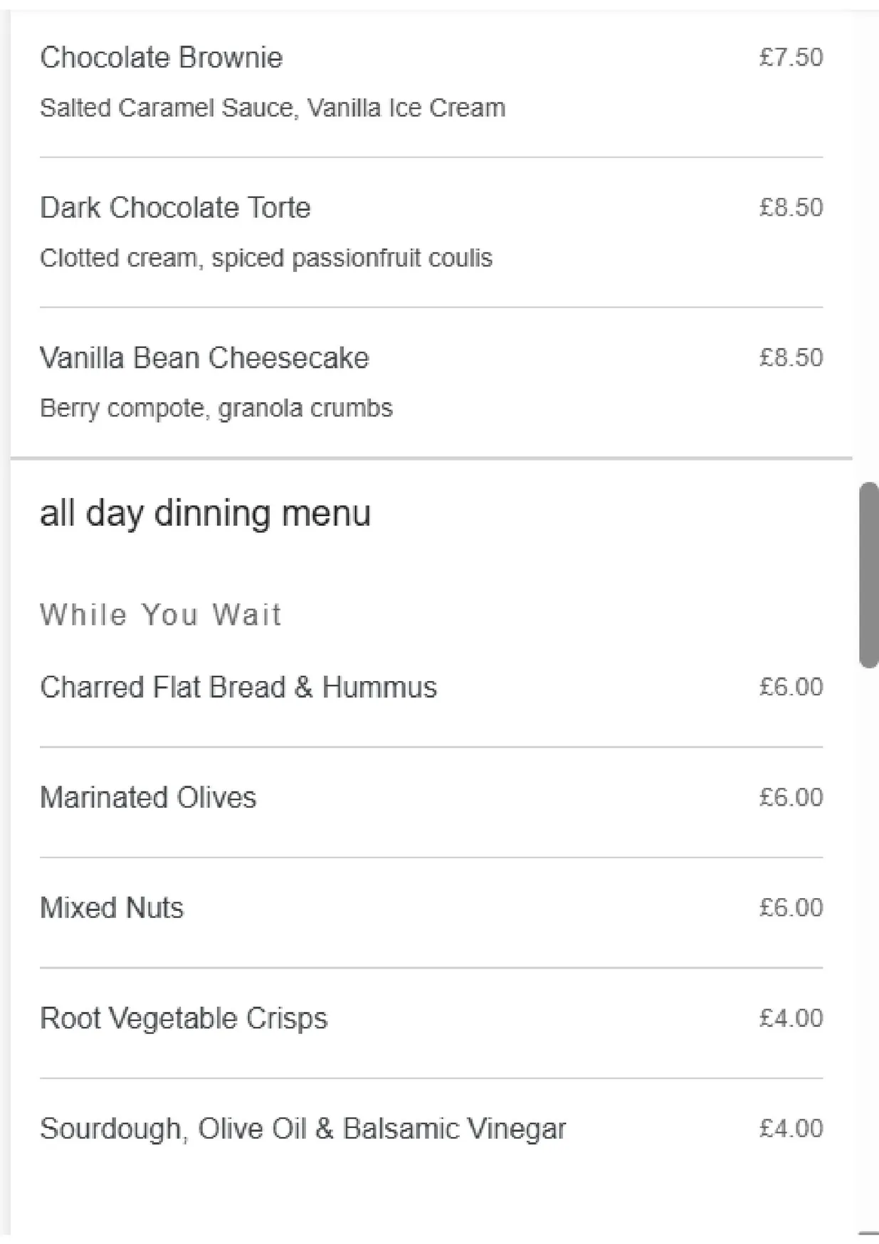 The Tamburlaine Restaurant & Bar menu, page 4