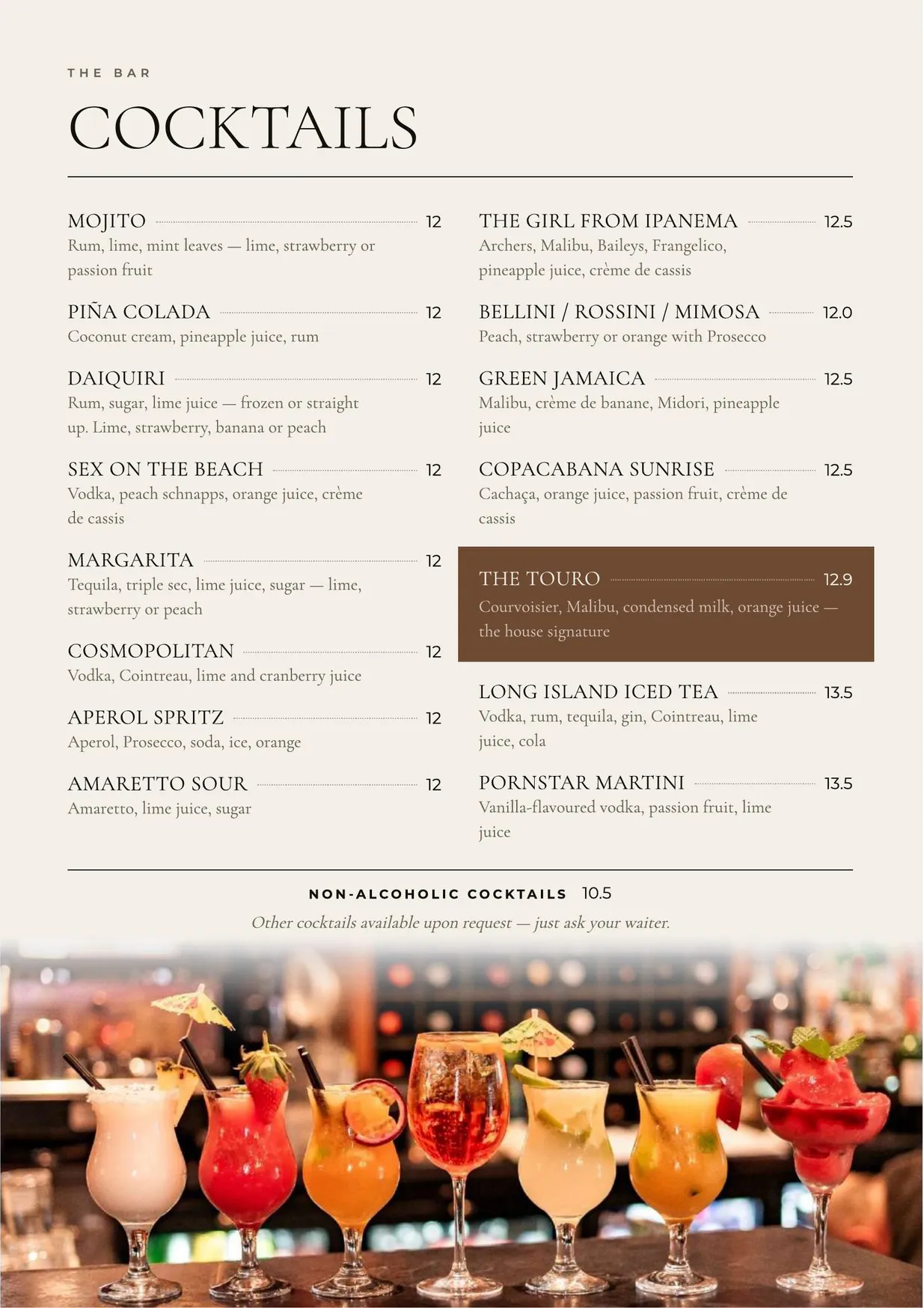 Touro Wimbledon menu, page 6