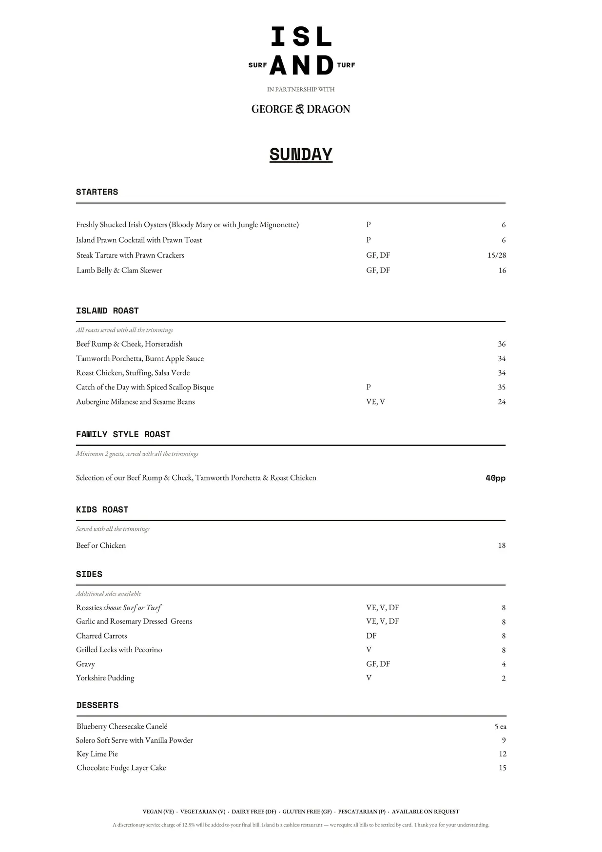 Island menu, page 3