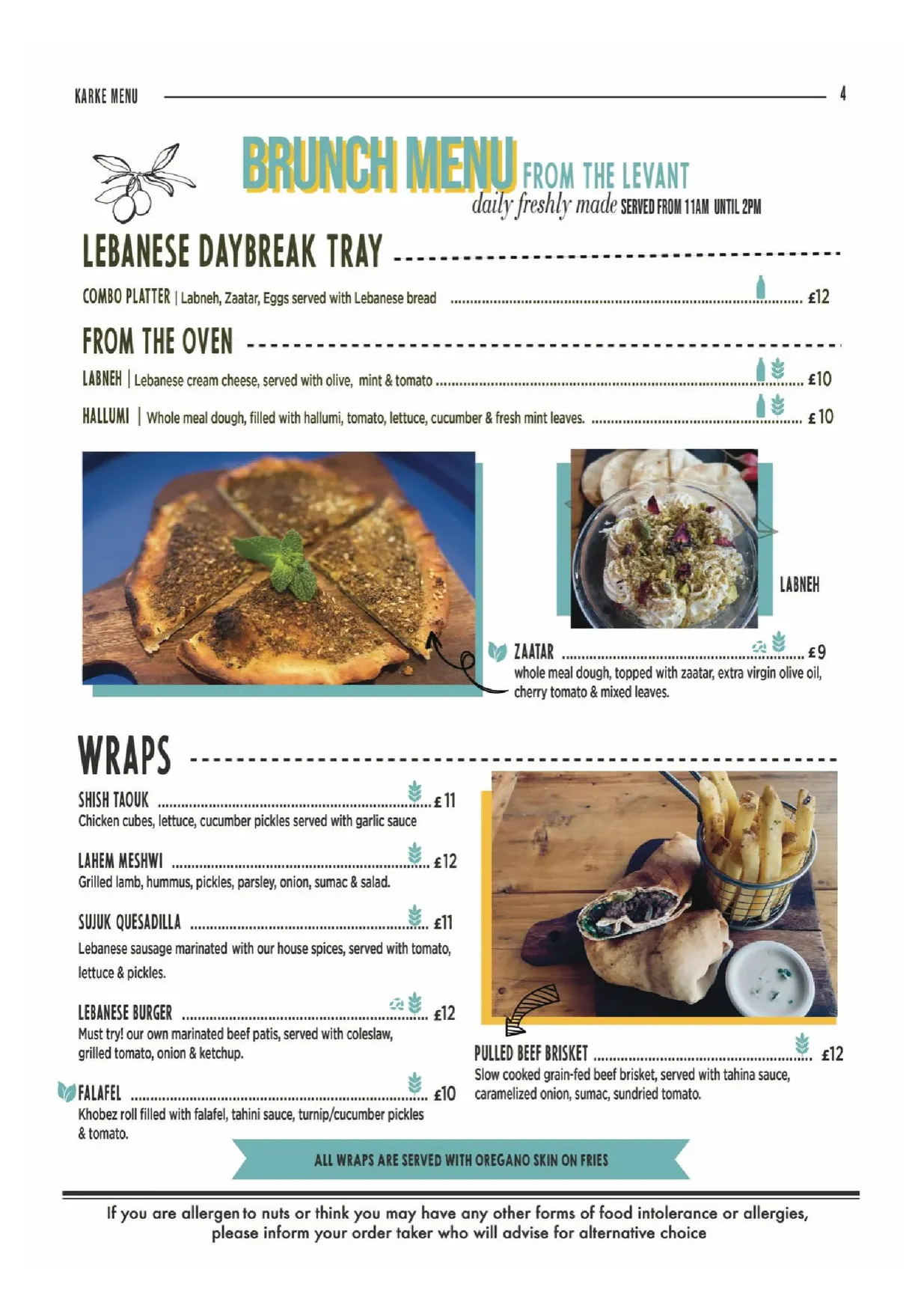 Karke by the Canal menu, page 1