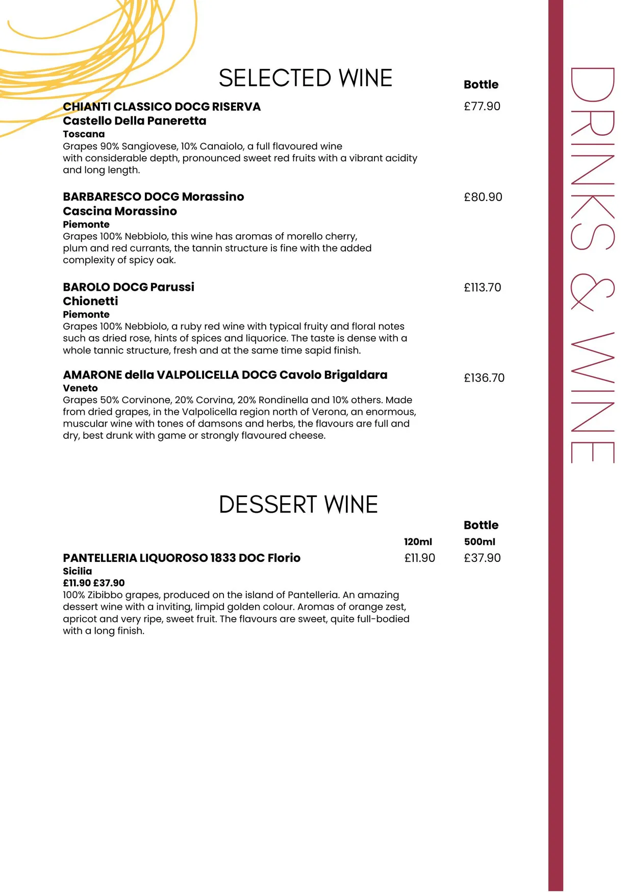 Pierino menu, page 4