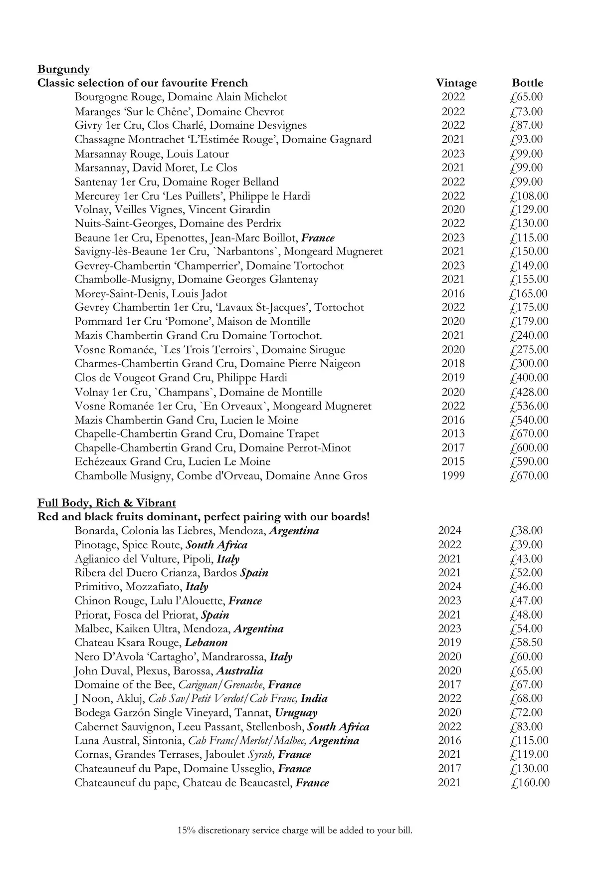 Shepherd Market Wine House menu, page 7