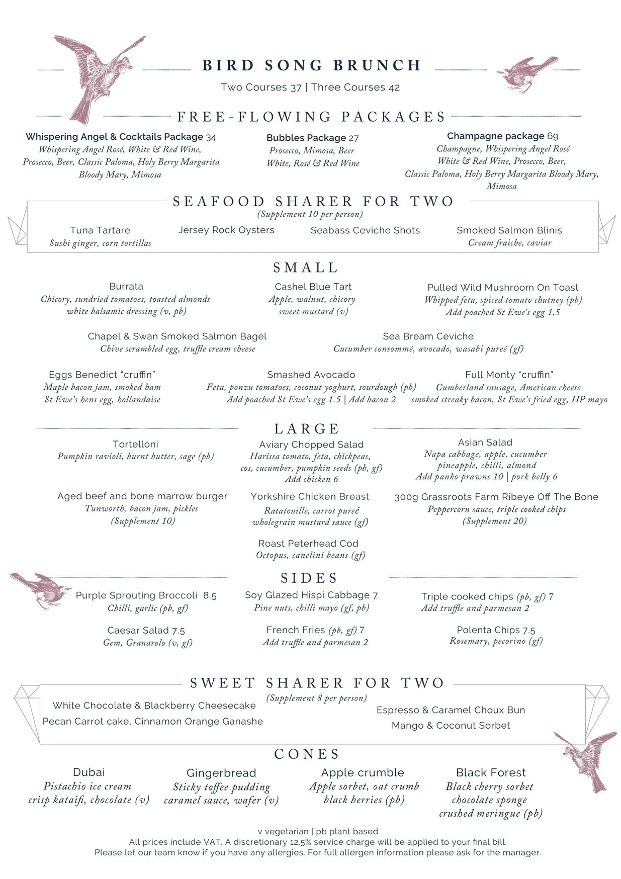 Aviary menu, page 3
