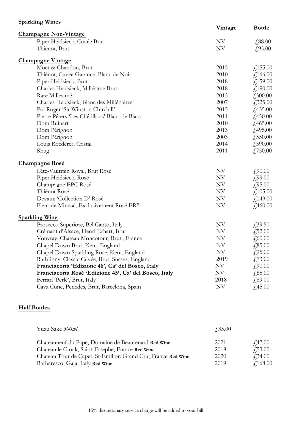 Shepherd Market Wine House menu, page 2