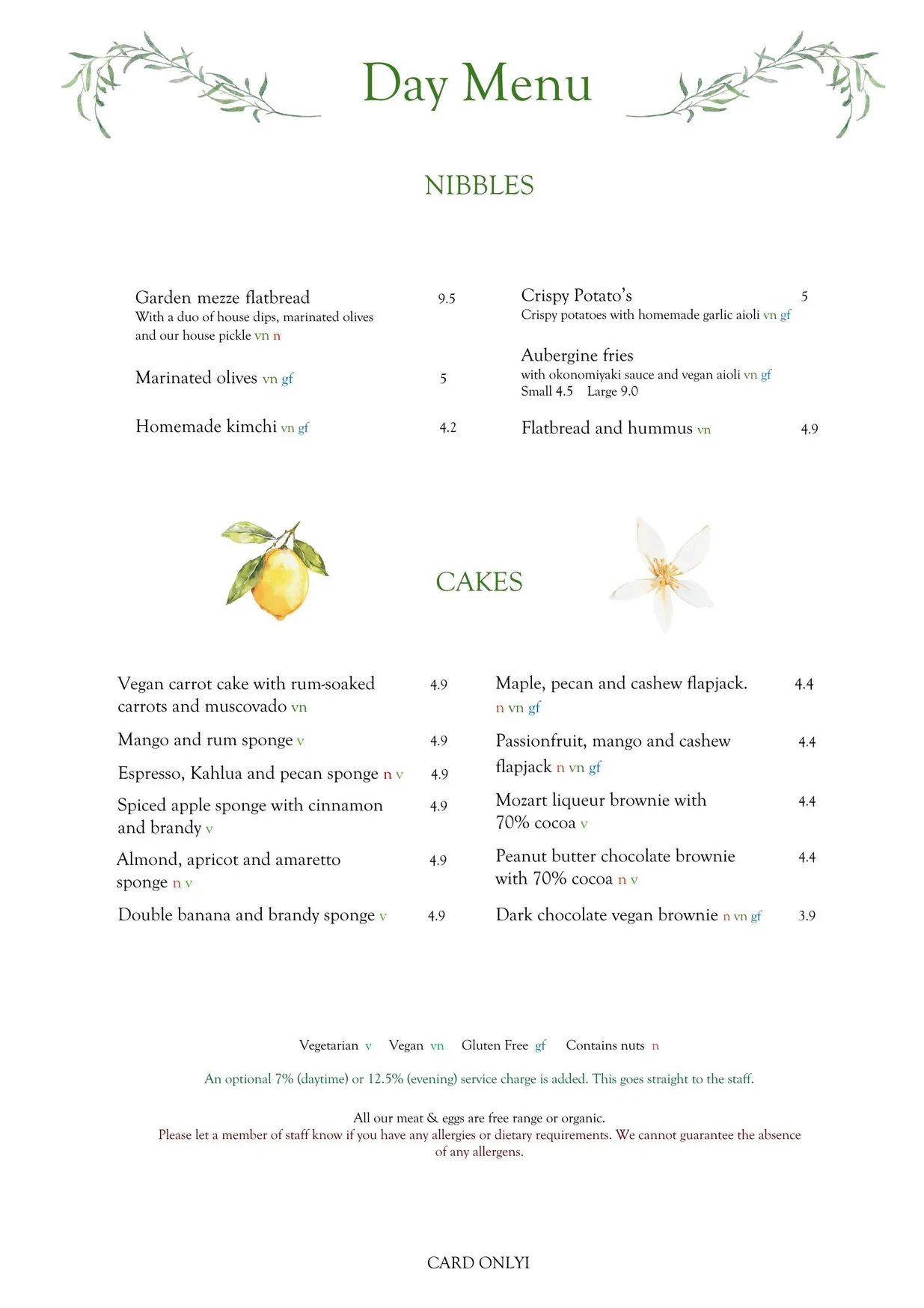 Garden of Easton menu, page 2