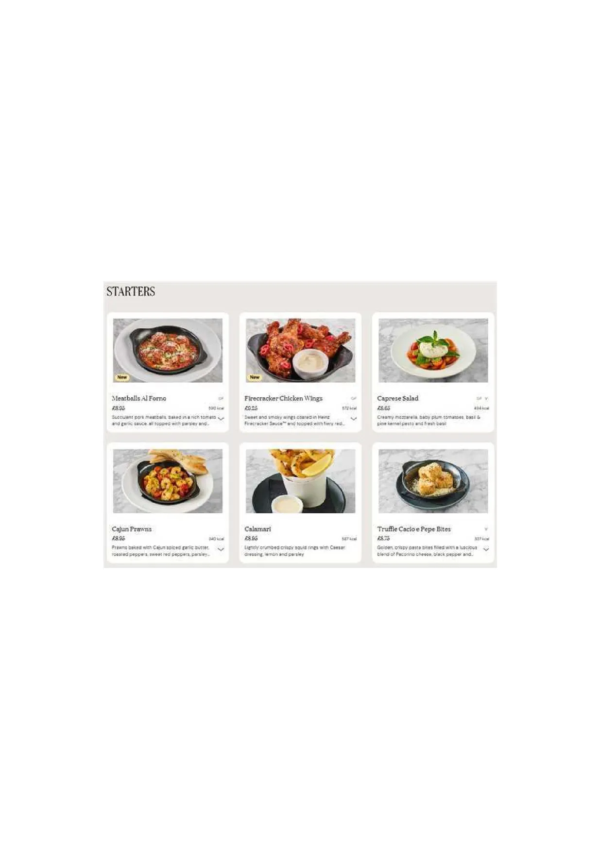 PizzaExpress menu, page 3